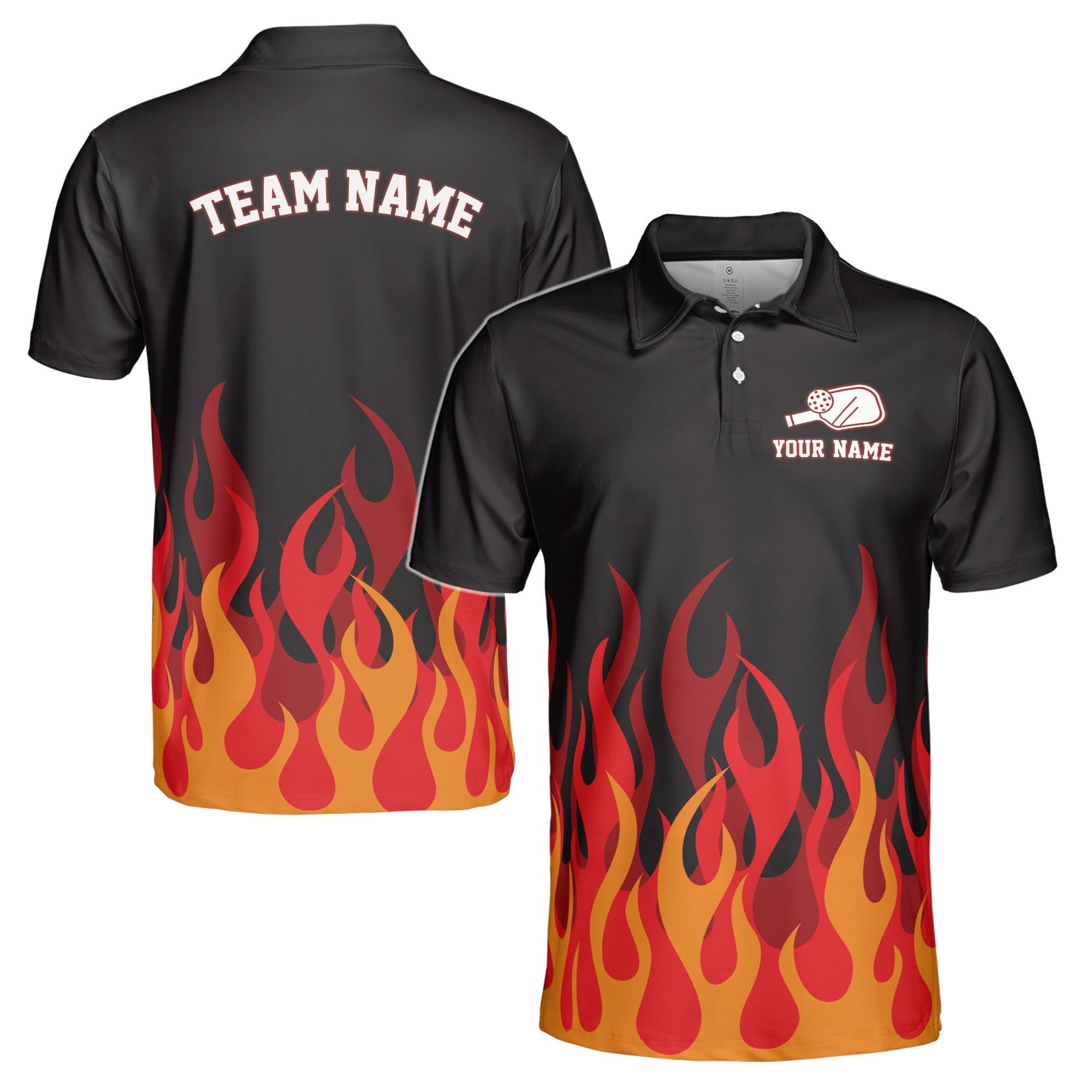 Personalized Name Team Name Pickleball Passion On Fire Men's Polo Shirt