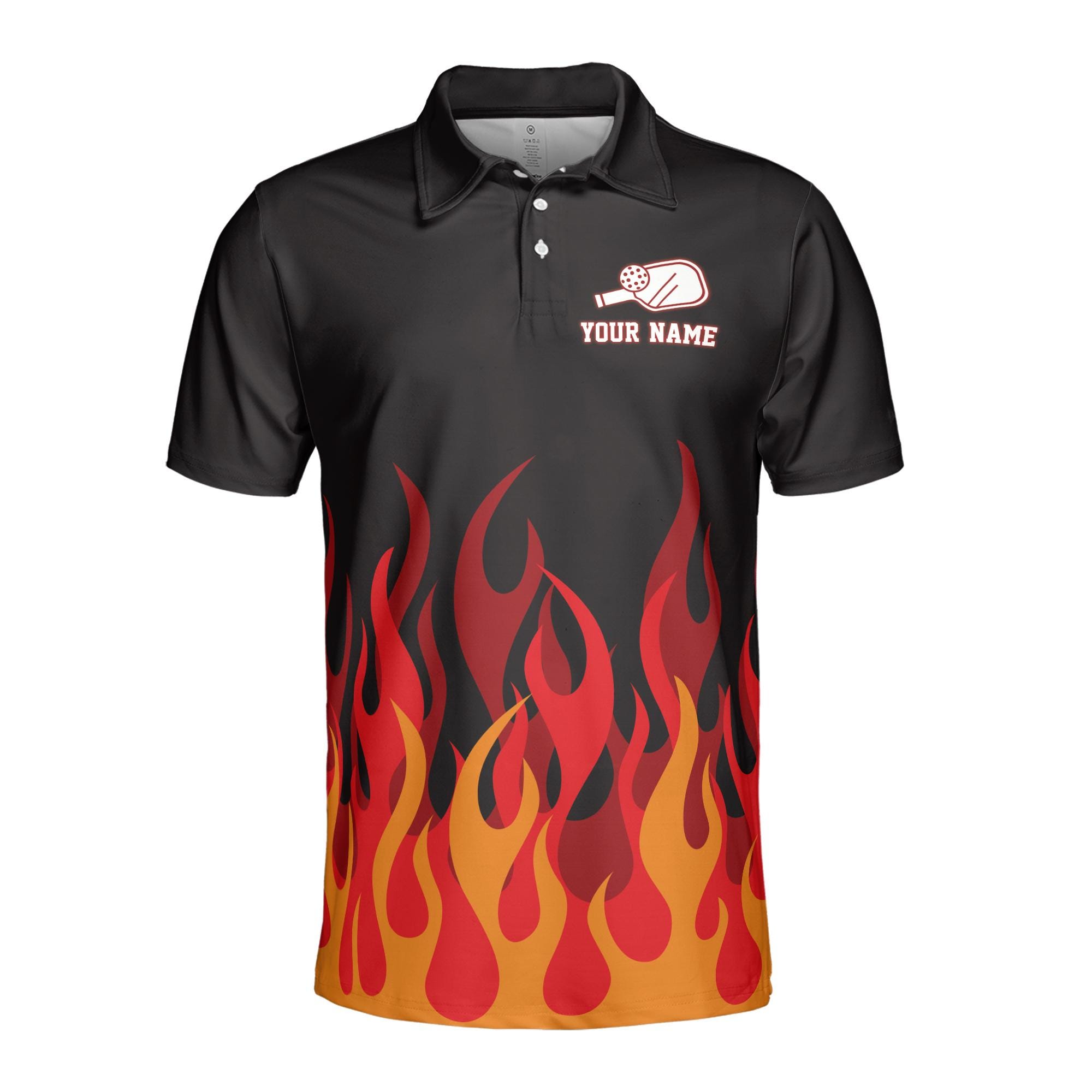 Alternative view of Personalized Name Team Name Pickleball Passion On Fire Men's Polo Shirt