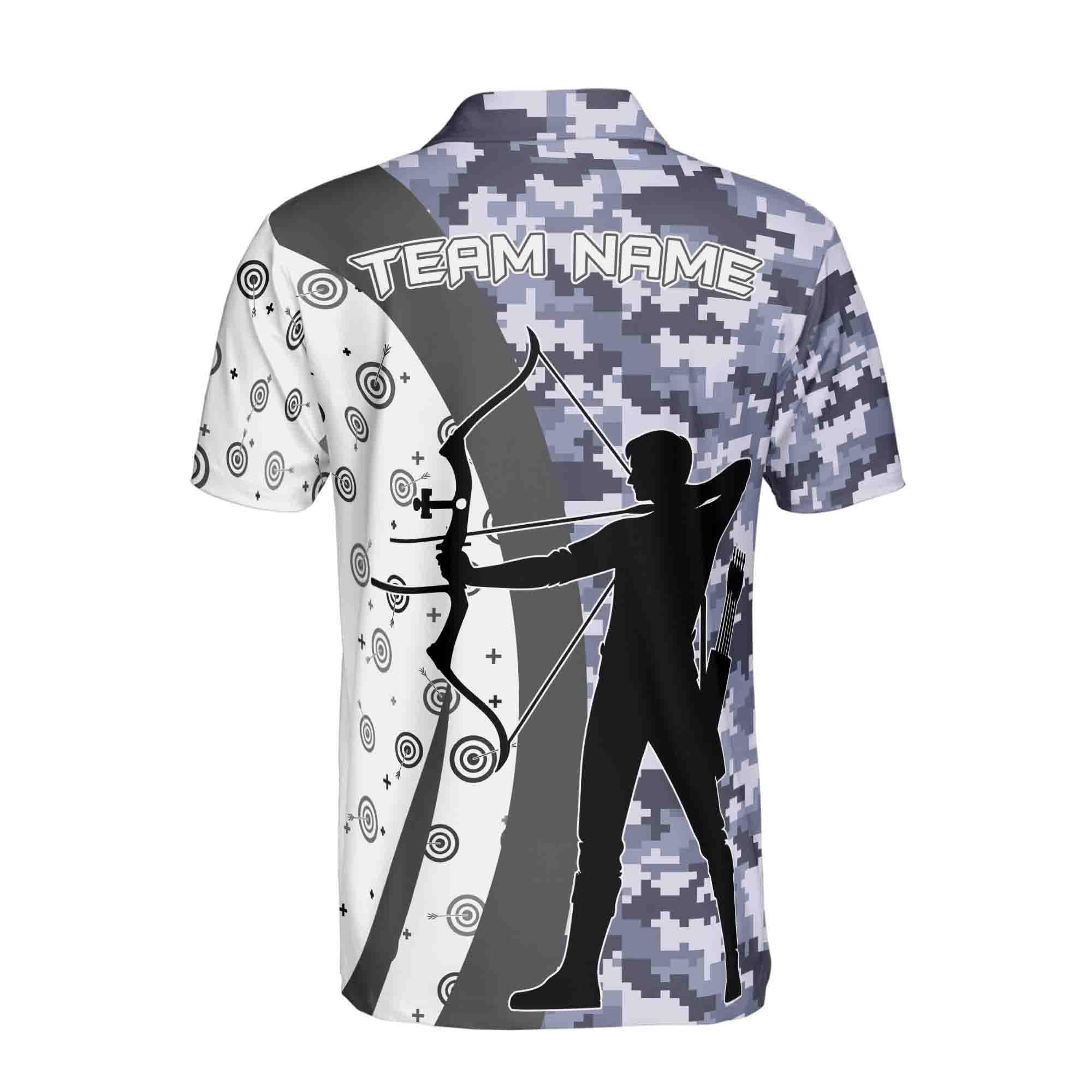 Personalized Name Team Name Target Archery Camo Pattern Men's Polo Shirt - Image 3