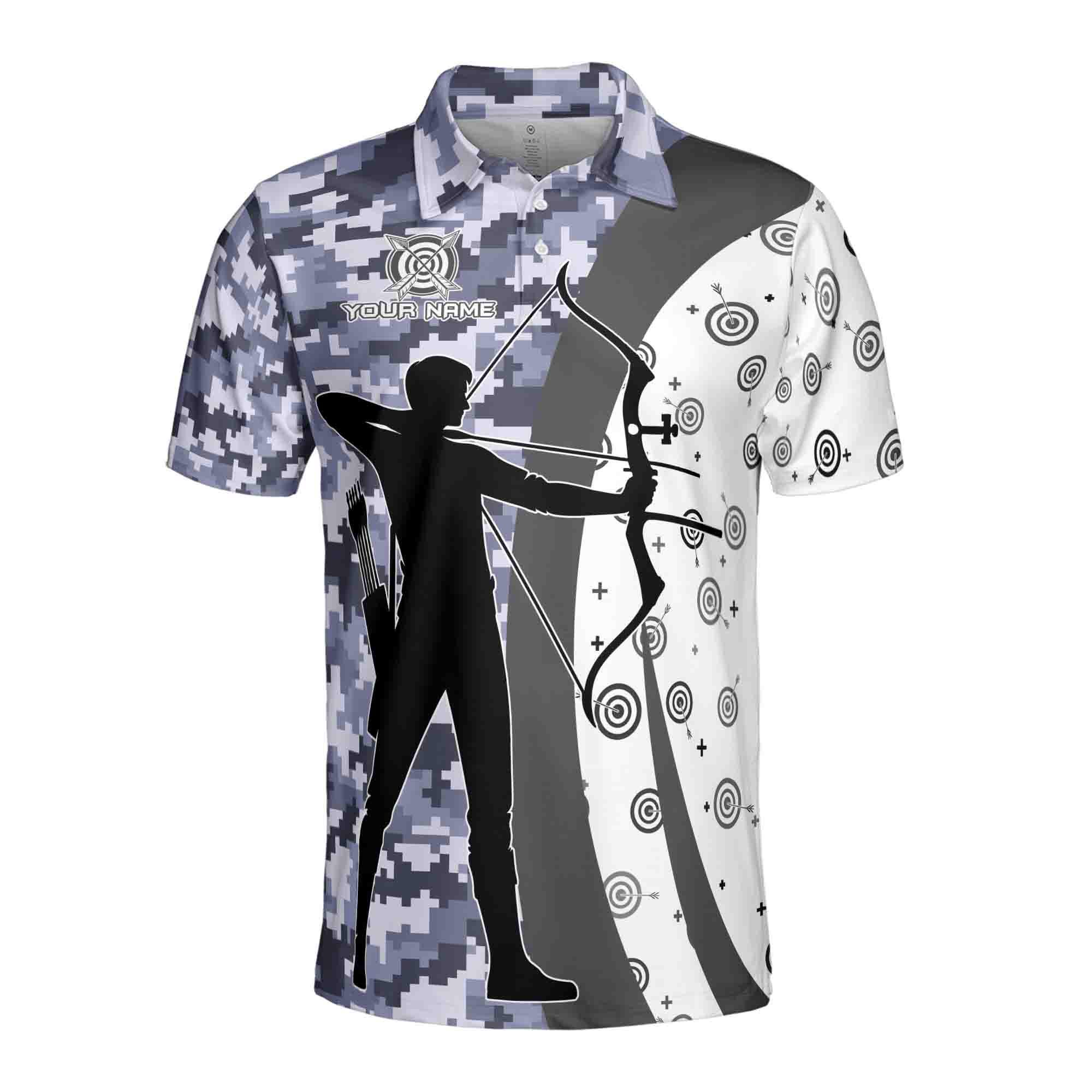 Alternative view of Personalized Name Team Name Target Archery Camo Pattern Men's Polo Shirt