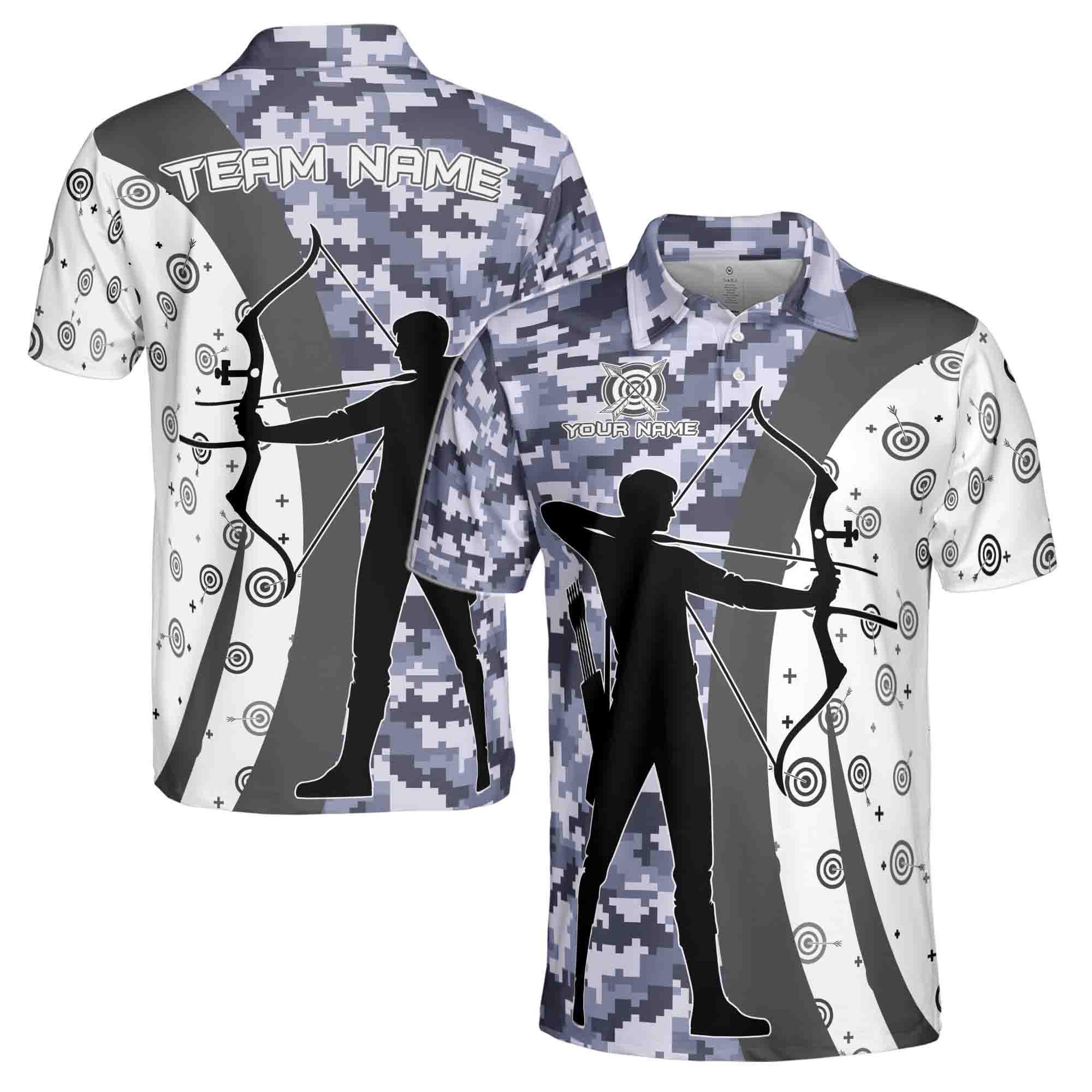 Personalized Name Team Name Target Archery Camo Pattern Men's Polo Shirt