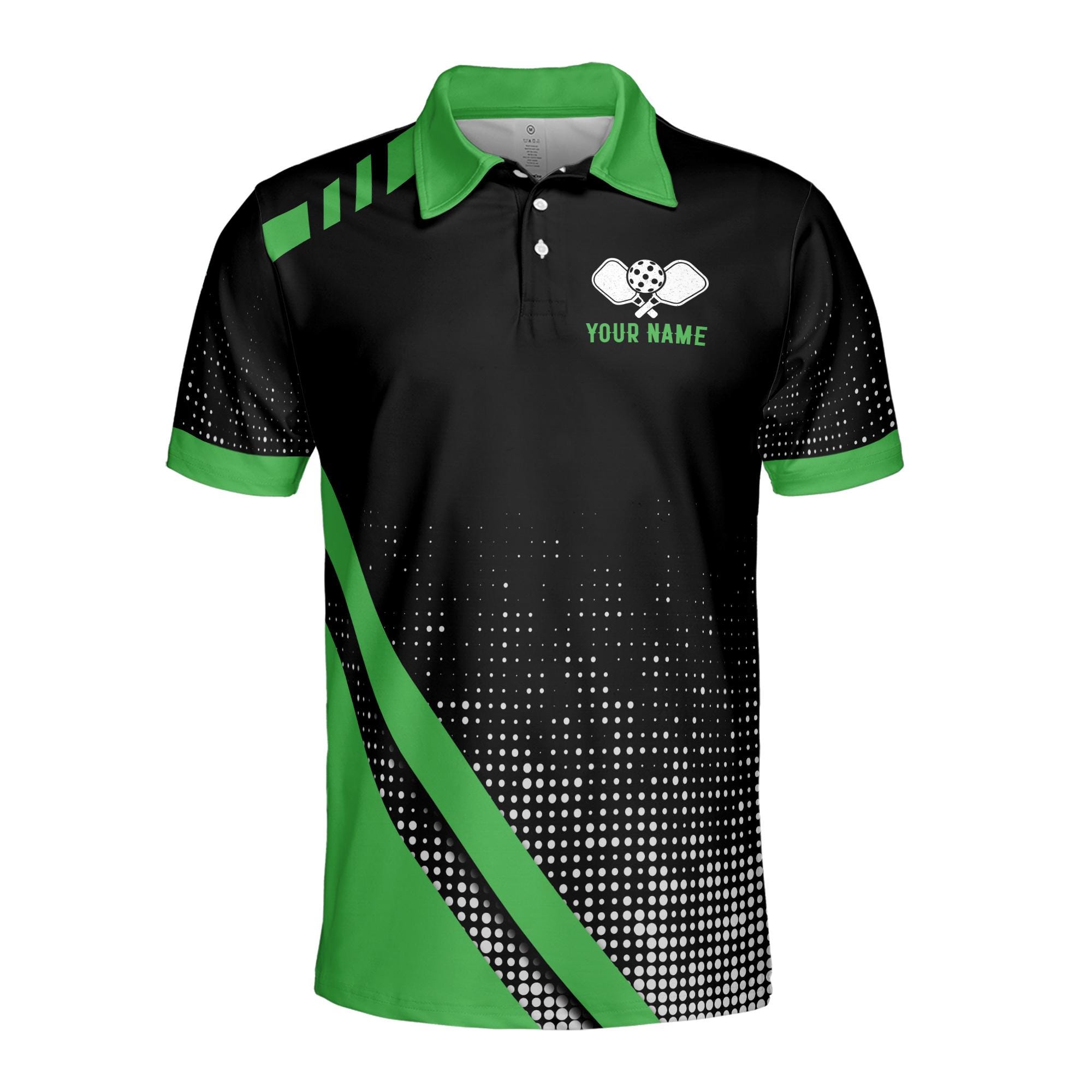 Alternative view of Personalized Name Team Name Time To Play Pickleball Green Men's Polo Shirt