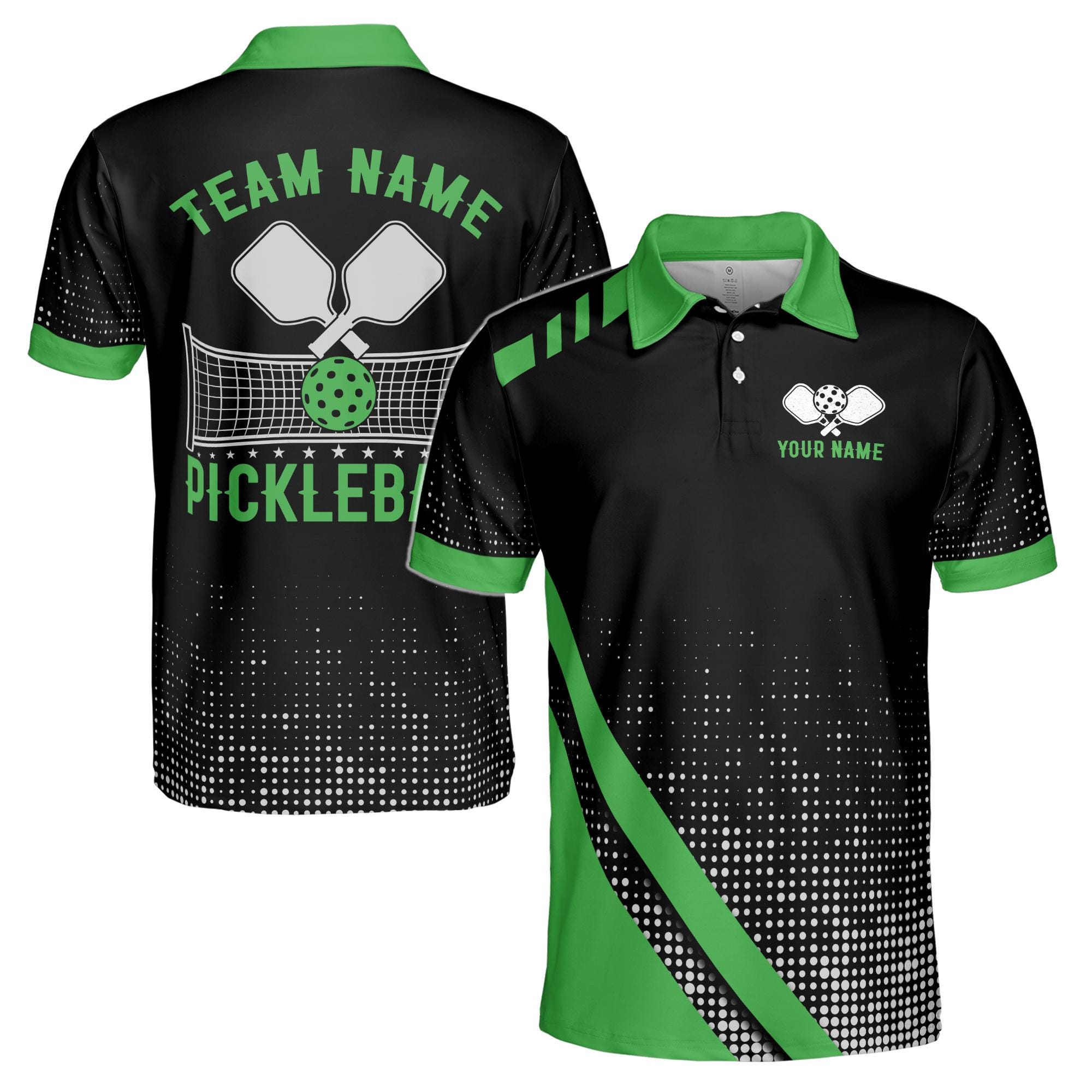 Personalized Name Team Name Time To Play Pickleball Green Men's Polo Shirt