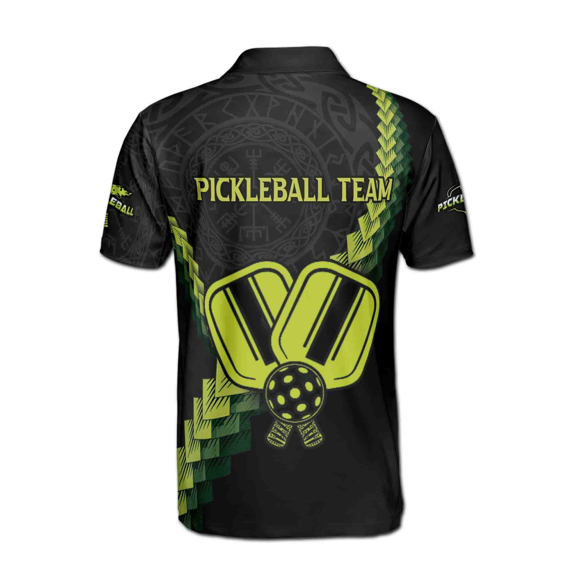 Personalized Name Team Viking Pattern Pickleball Lover Men's Polo Shirt - Image 3