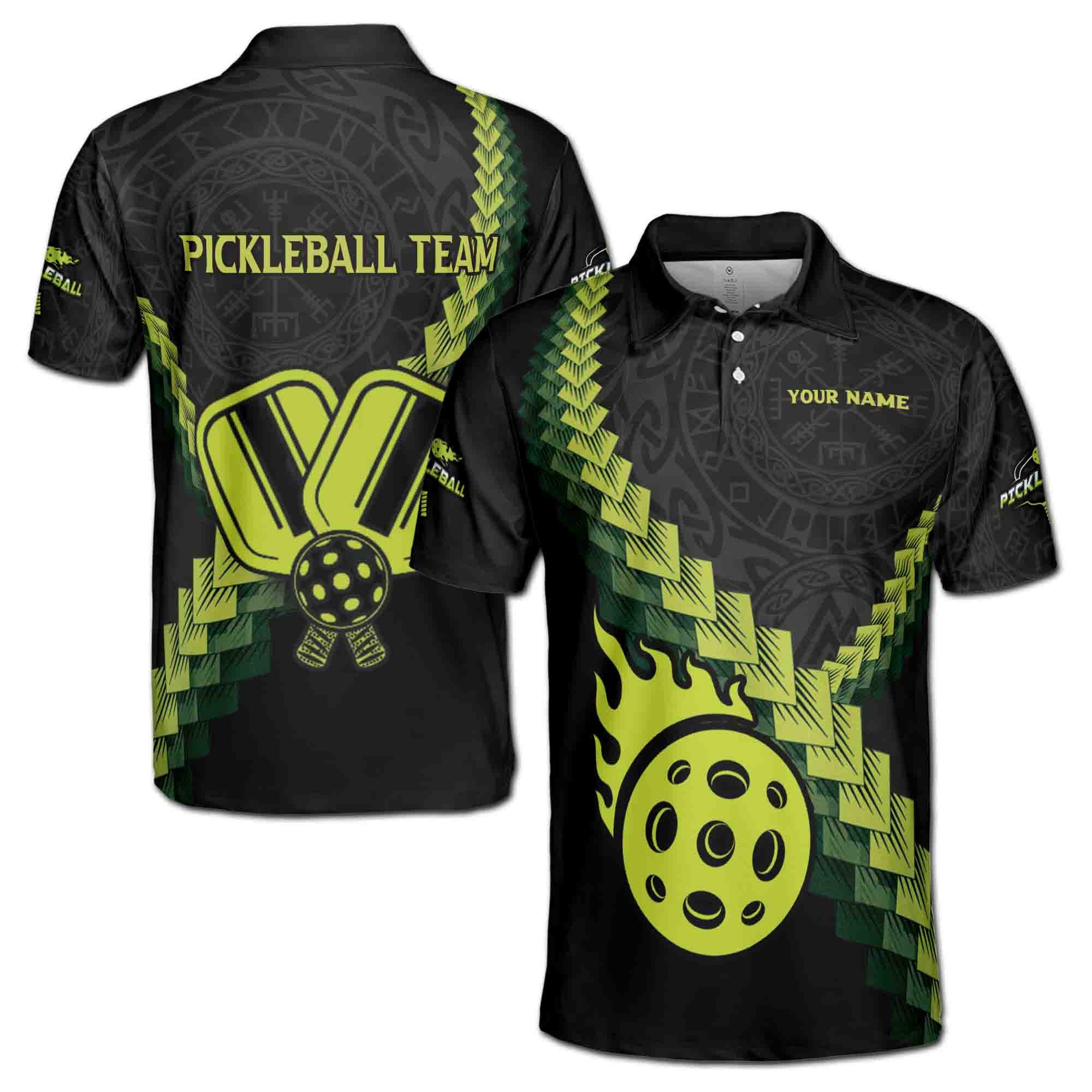 Alternative view of Personalized Name Team Viking Pattern Pickleball Lover Men's Polo Shirt