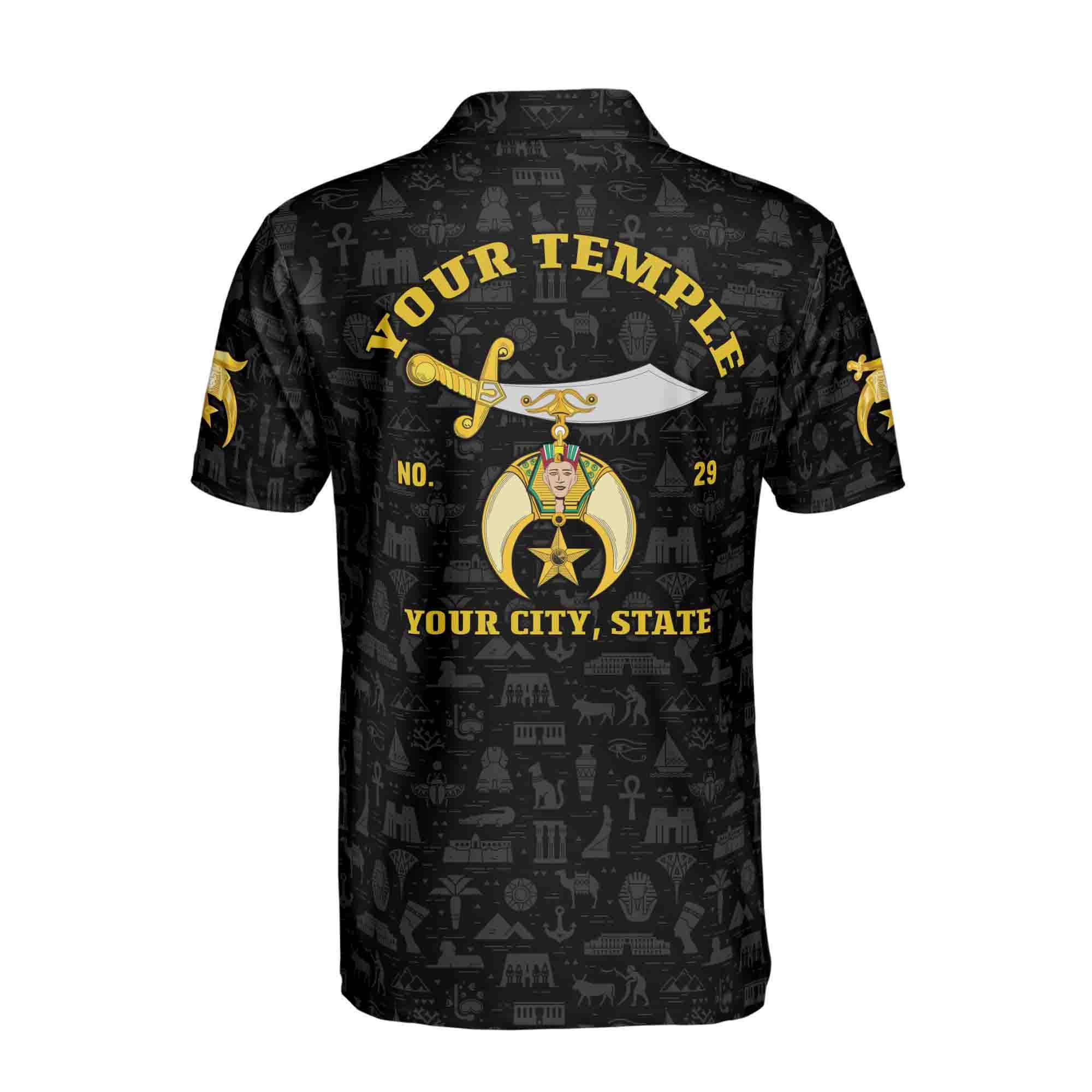 Personalized Name Temple Shriners Noble Ancient Egypt Freemason Men's Polo Shirt - Image 3