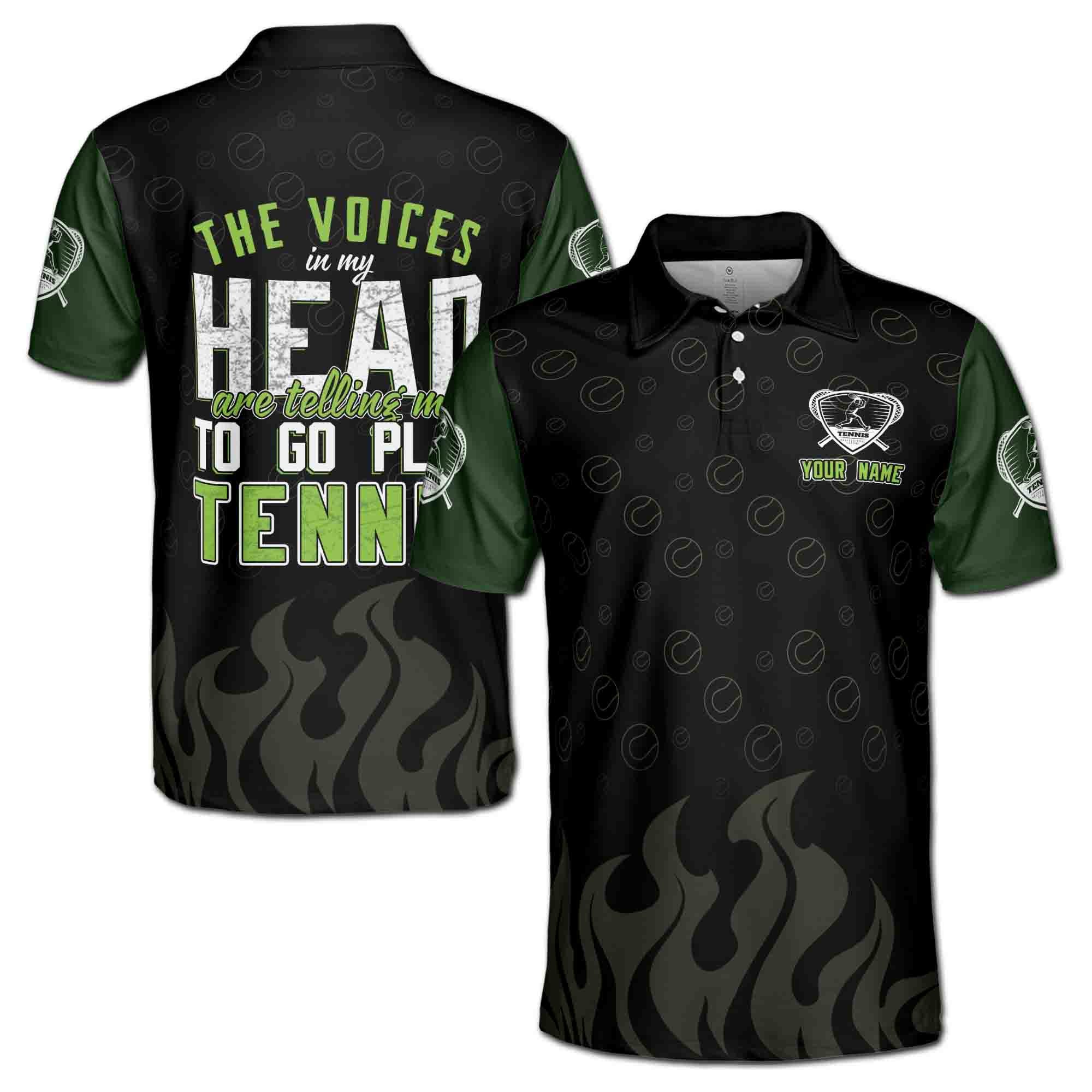 Personalized Name Tennis Polo: The Voices In My Head Design