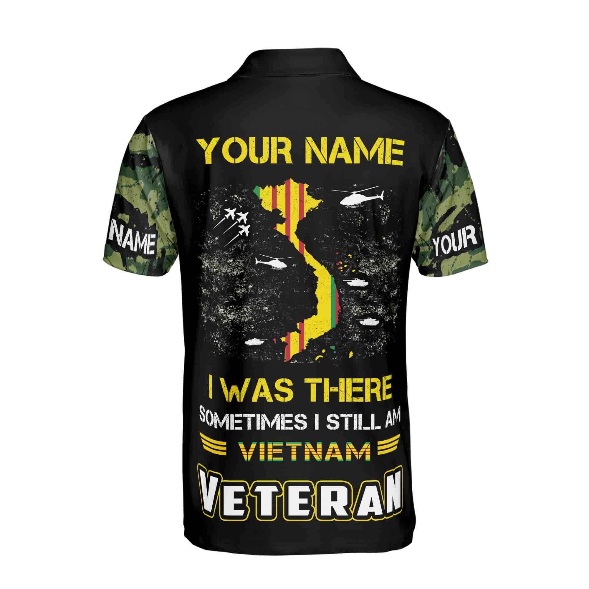 Personalized Name Vietnam Veteran Proud Vet of Vietnam War Men's Polo Shirt - Image 3