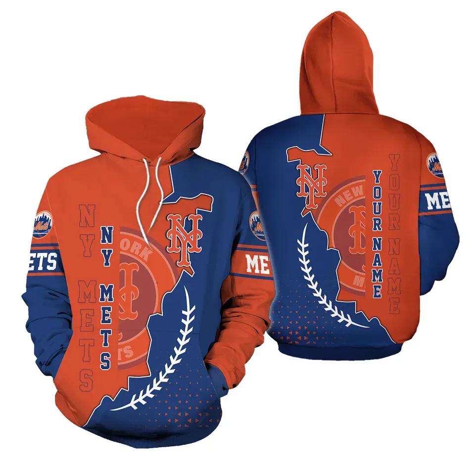 Personalized New York Mets Laurel Wreath 3D MLB All Over Print Hoodie