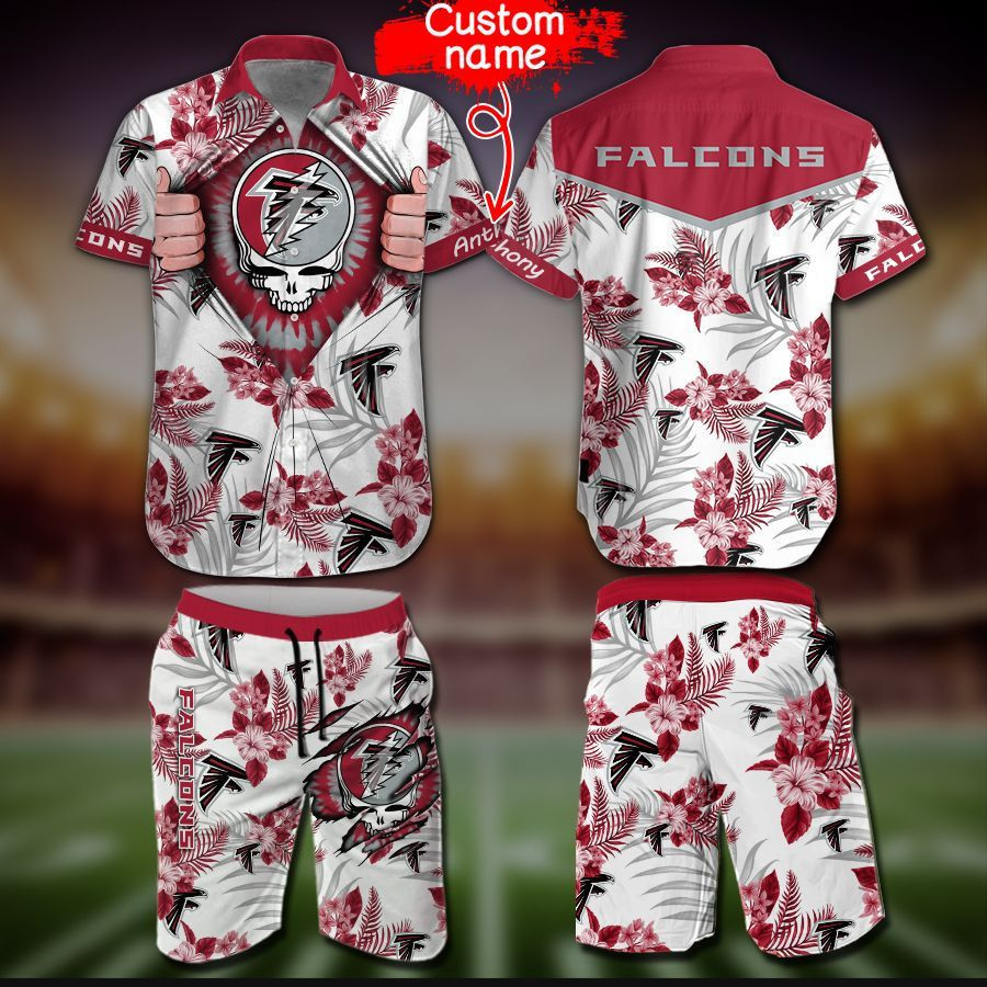 Personalized  Nfl Atlanta Falcons Hawaiian Shirt Tropical Aloha Button Up