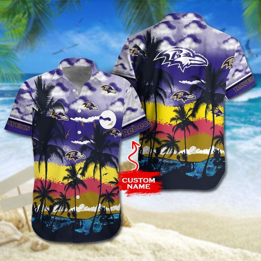 Personalized Nfl Baltimore Ravens Hawaiian Shirt Tropical Aloha Button Up