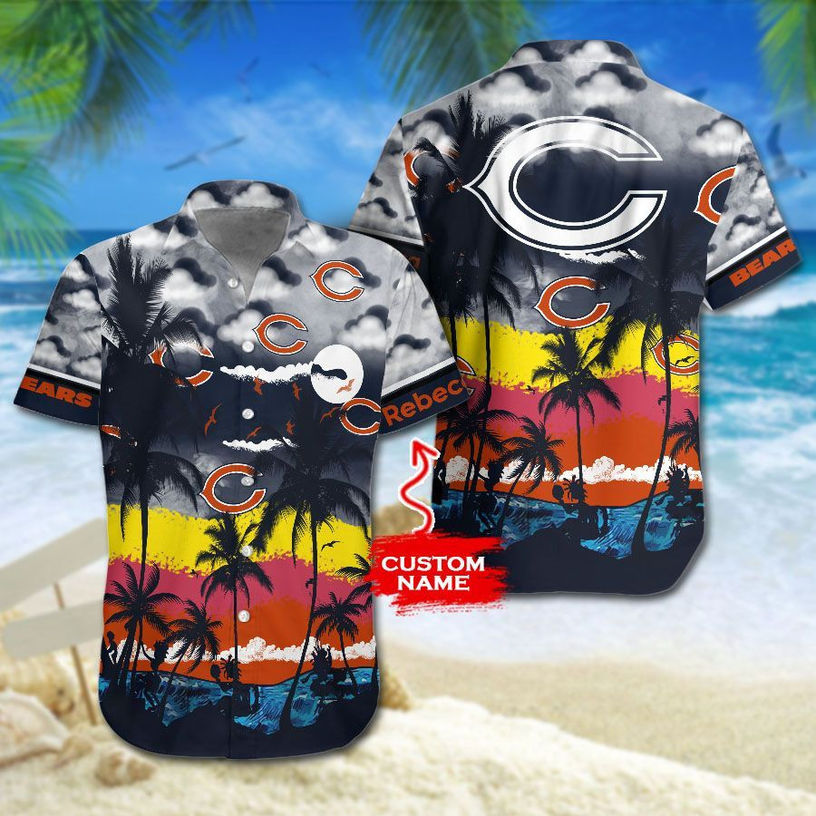 Personalized Nfl Chicago Bears Hawaiian Shirt Tropical Aloha Button Up
