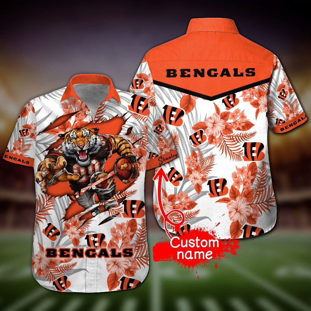Personalized Nfl Cincinnati Bengals Hawaiian Shirt Tropical Aloha Button Up