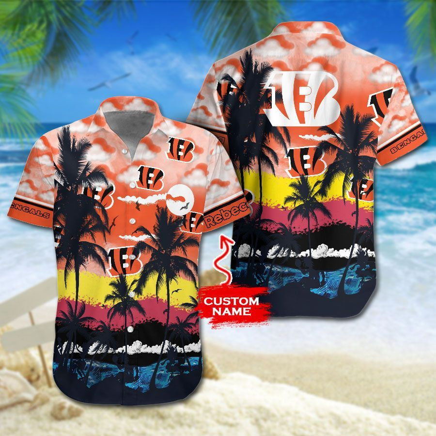 Personalized Nfl Cincinnati Bengals Hawaiian Shirt Tropical Aloha Button Up