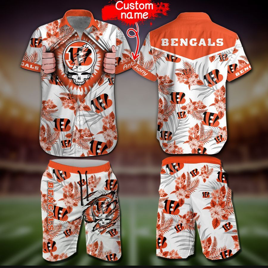 Personalized Nfl Cincinnati Bengals Hawaiian Shirt Tropical Aloha Button Up