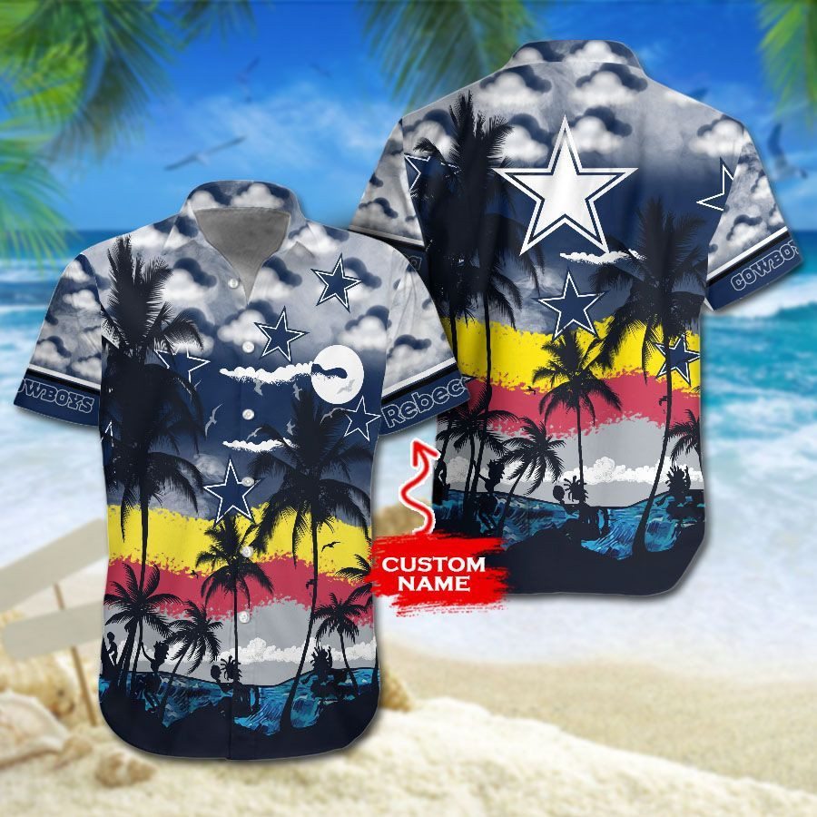 Personalized Nfl Dallas Cowboys Hawaiian Shirt Tropical Aloha Button Up