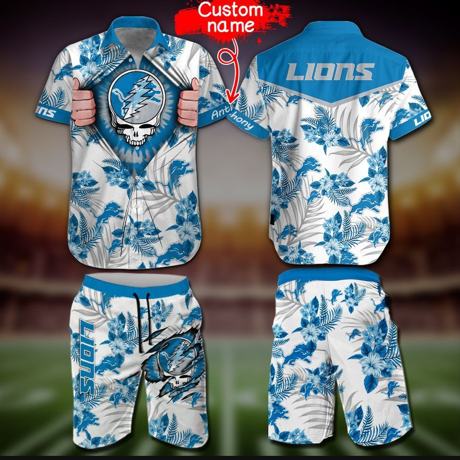 Personalized Nfl Detroit Lions Hawaiian Shirt Tropical Aloha Button Up