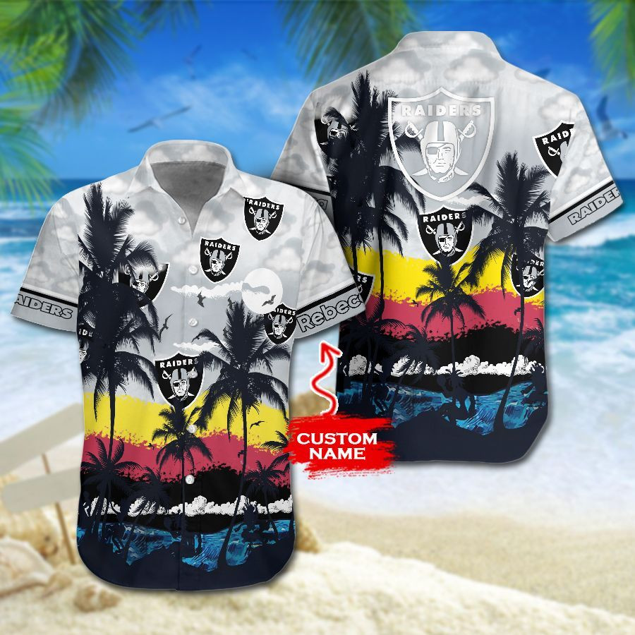 Personalized Nfl Las Vegas Raiders Hawaiian Shirt Tropical Aloha Button Up