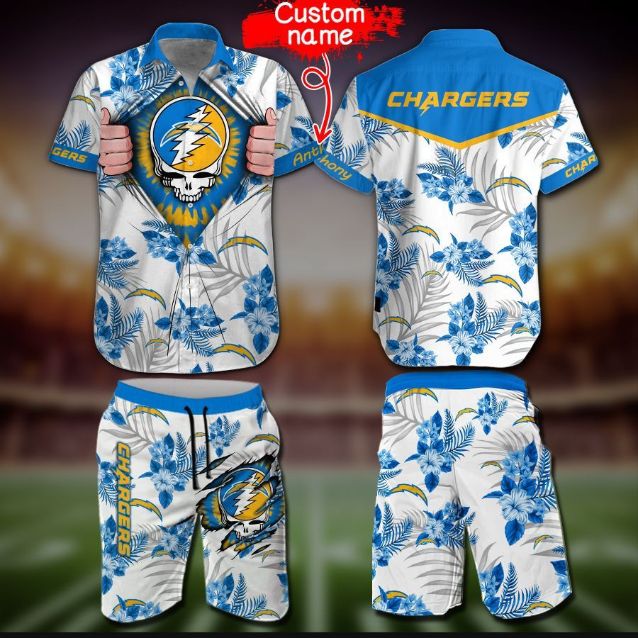 Personalized Nfl Los Angeles Chargers Hawaiian Shirt Tropical Aloha Button Up