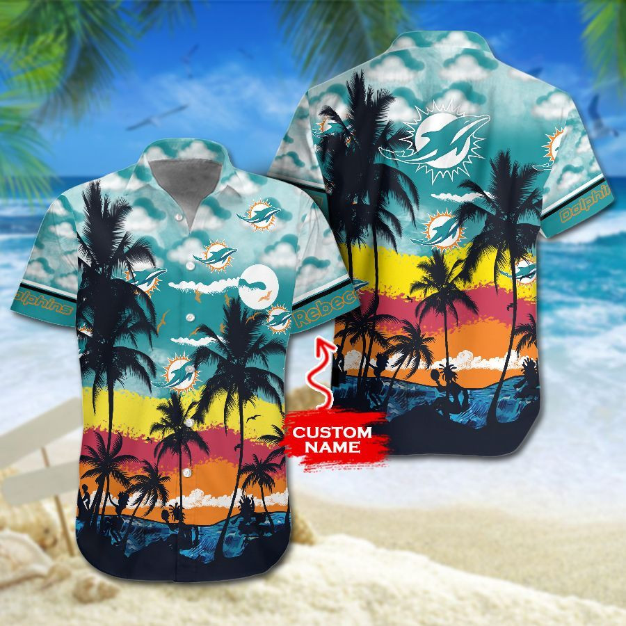 Personalized Nfl Miami Dolphins Hawaiian Shirt Tropical Aloha Button Up