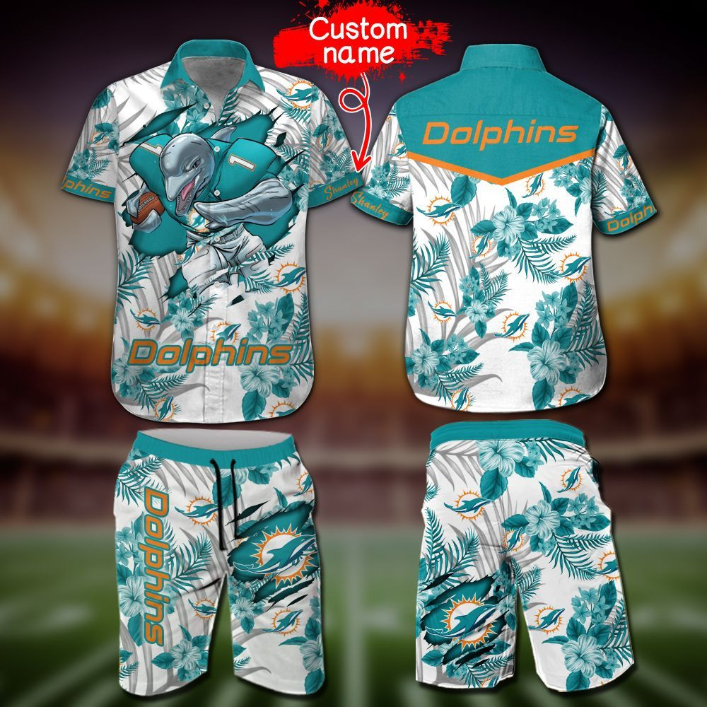 Personalized Nfl Miami Dolphins Hawaiian Shirt Tropical Aloha Button Up