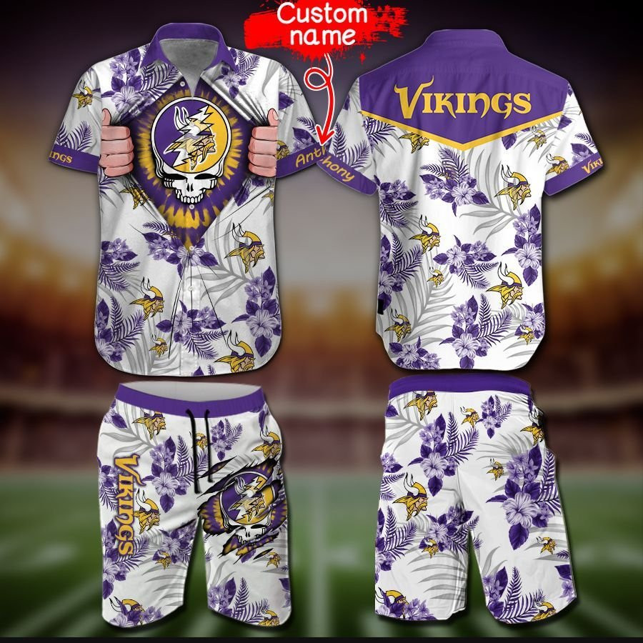 Personalized Nfl Minnesota Vikings Hawaiian Shirt Tropical Aloha Button Up