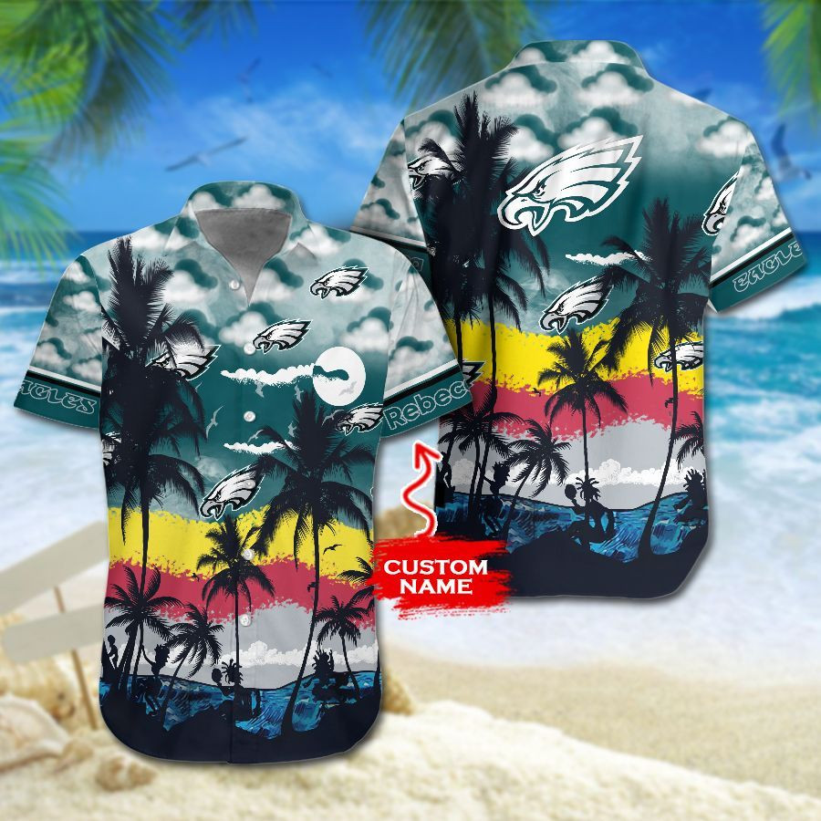 Personalized Nfl Philadelphia Eagles Hawaiian Shirt Tropical Aloha Button Up