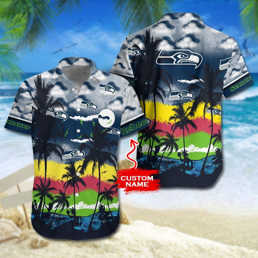 Personalized Nfl Seattle Seahawks Hawaiian Shirt Tropical Aloha Button Up