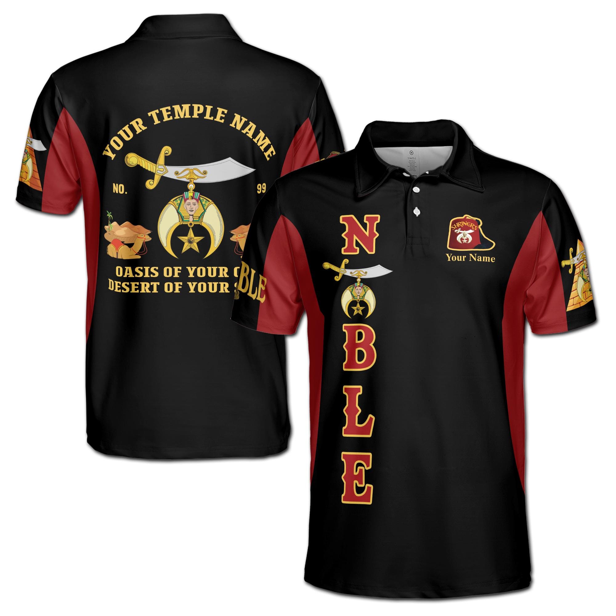 Personalized Noble Shriners Temple Ancient Men's Polo Shirt
