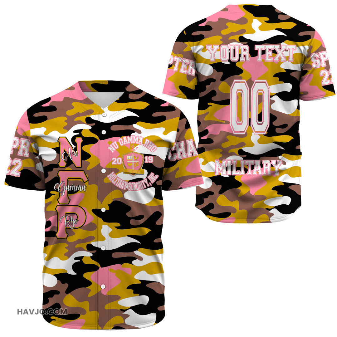 Personalized Nu Gamma Rho Camos Baseball Jersey