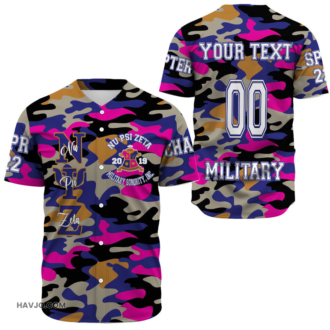 Personalized Nu Psi Zeta Camos Baseball Jersey