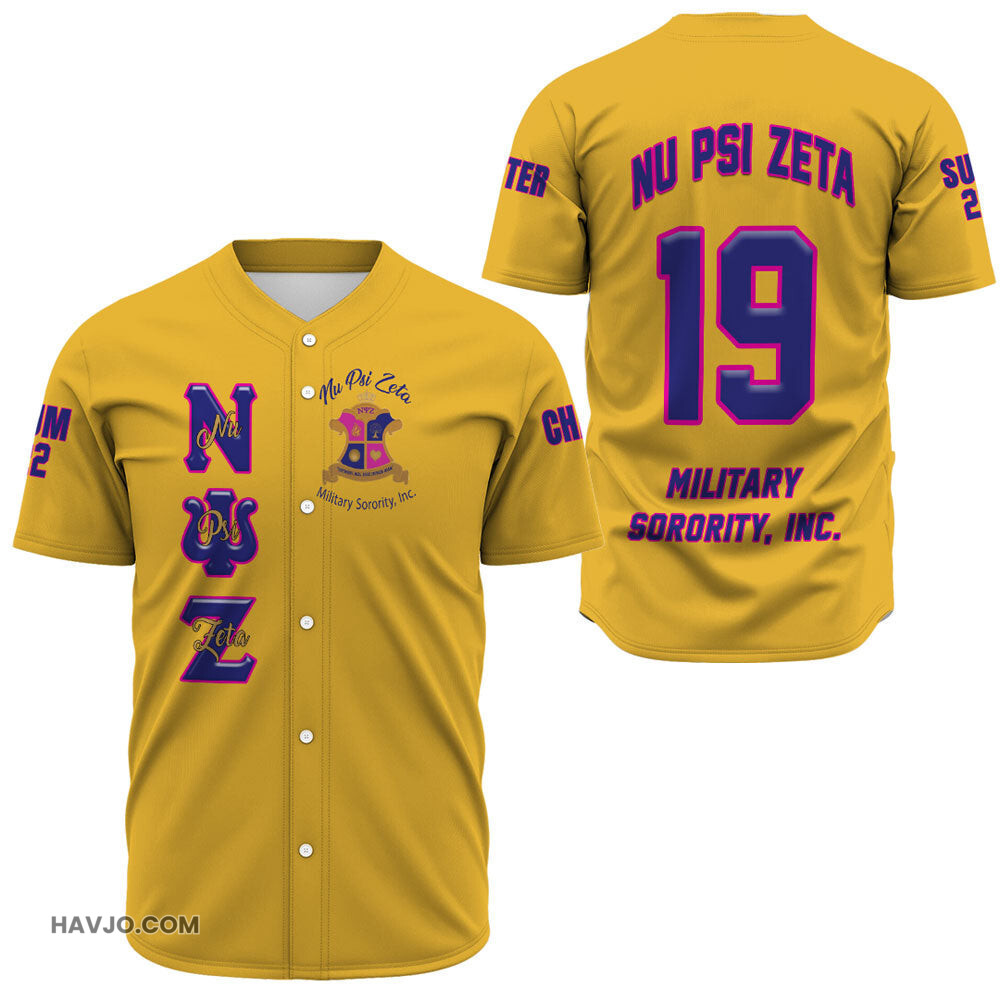 Personalized Nu Psi Zeta Military Sorority Baseball Jersey
