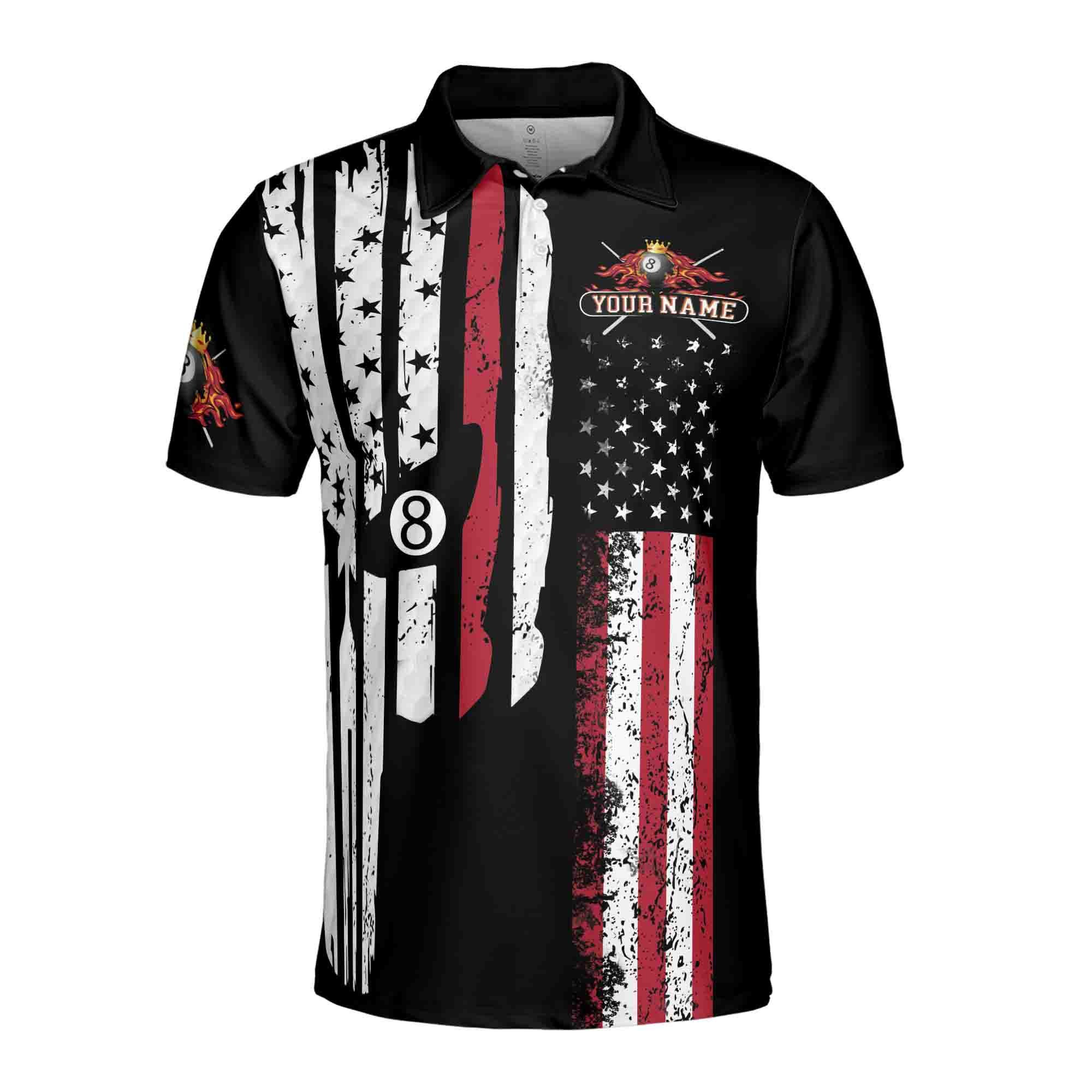 Alternative view of Personalized Patriotic American Skull Billiard Men's Polo Shirt