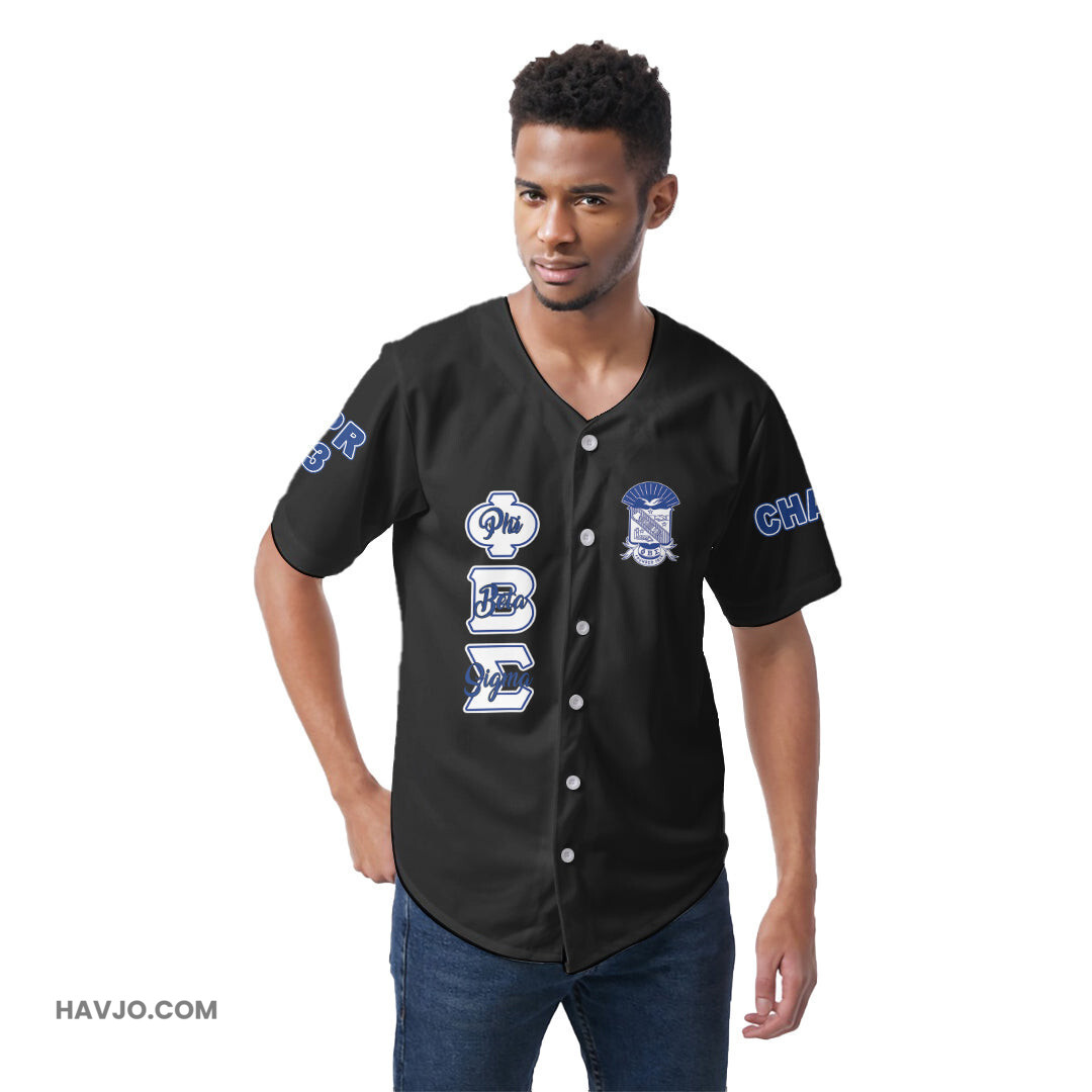Personalized Phi Beta Sigma Black Baseball Jersey