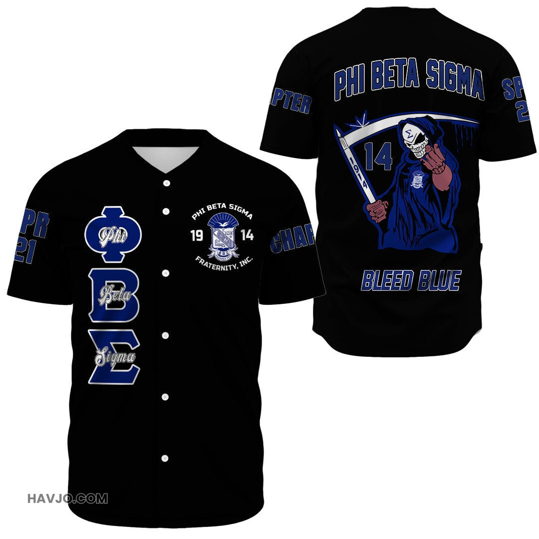 Personalized Phi Beta Sigma Bleed Blues Baseball Jersey