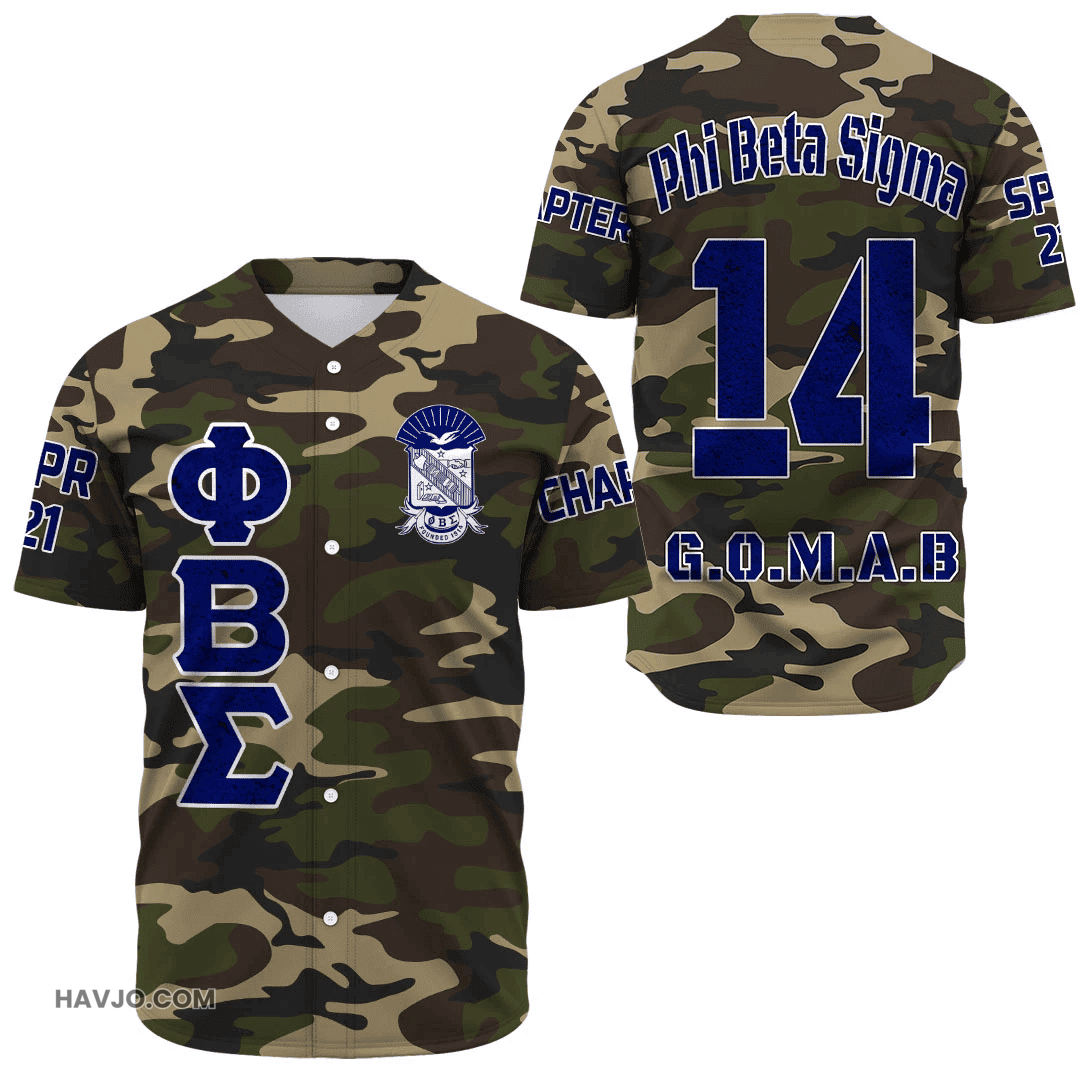 Personalized Phi Beta Sigma Camouflages Baseball Jersey
