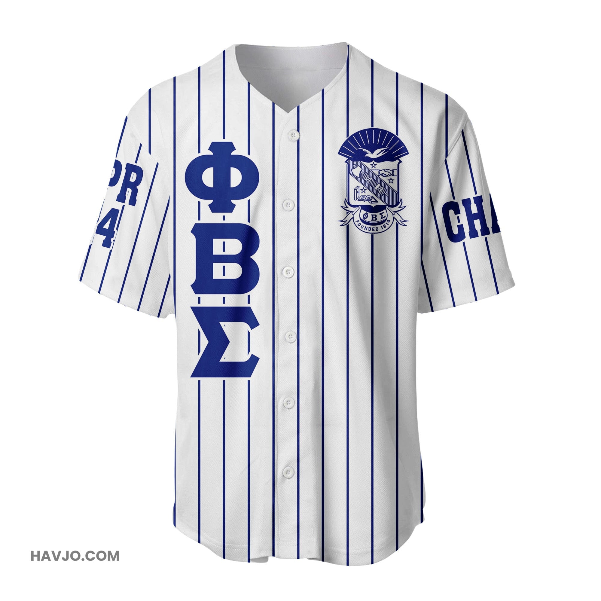 Personalized Phi Beta Sigma Fraternity Pin Striped Baseball Jersey
