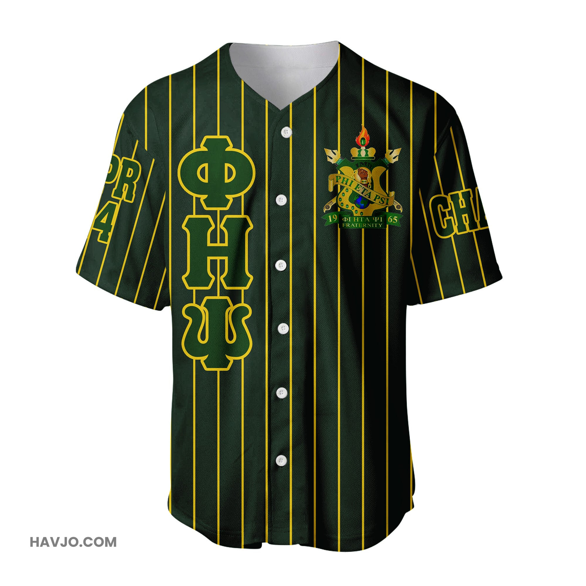 Personalized Phi Eta Psi Fraternity Pin Striped Baseball Jersey
