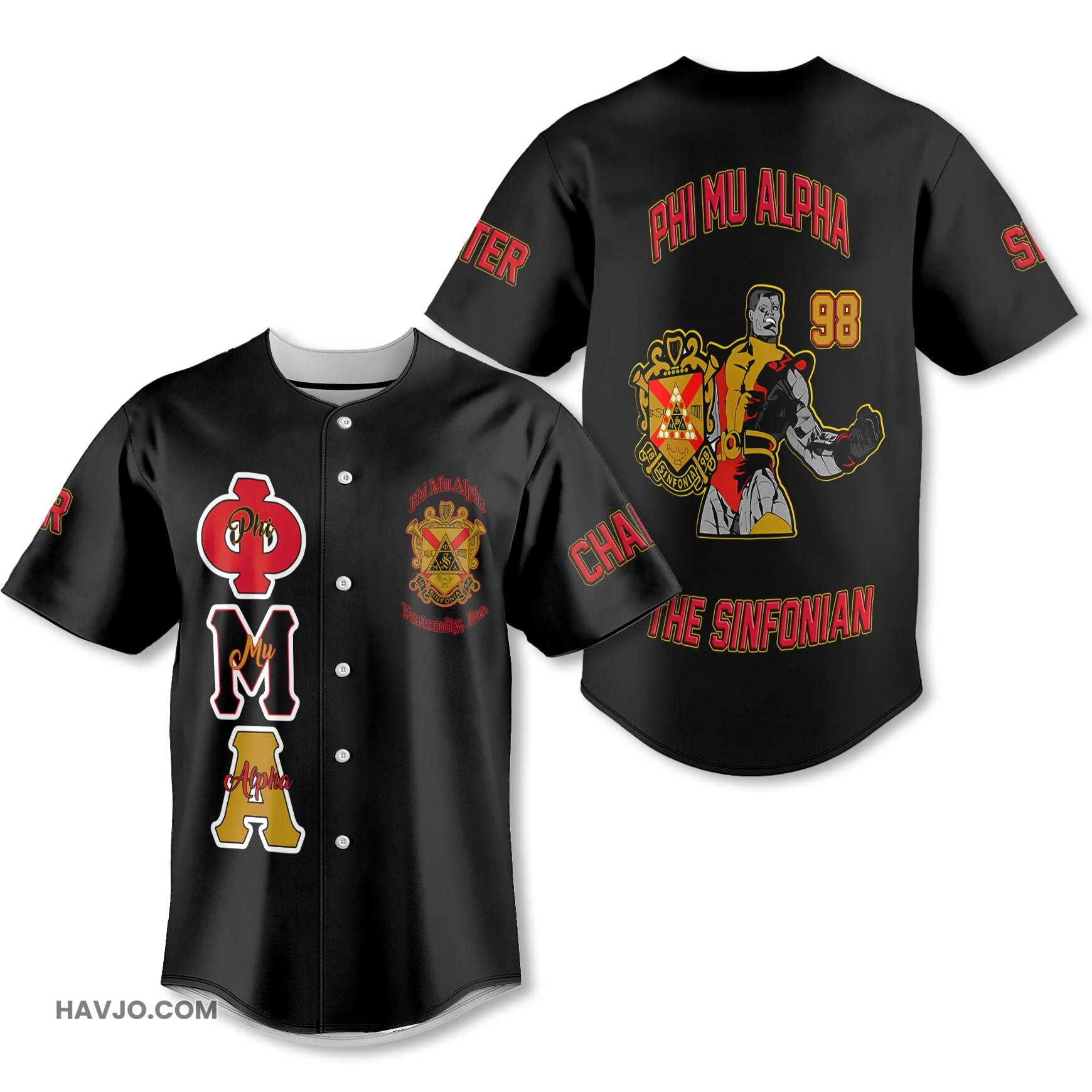 Personalized Phi Mu Alpha Black Red Muticolor The Strongest Style Baseball Jersey