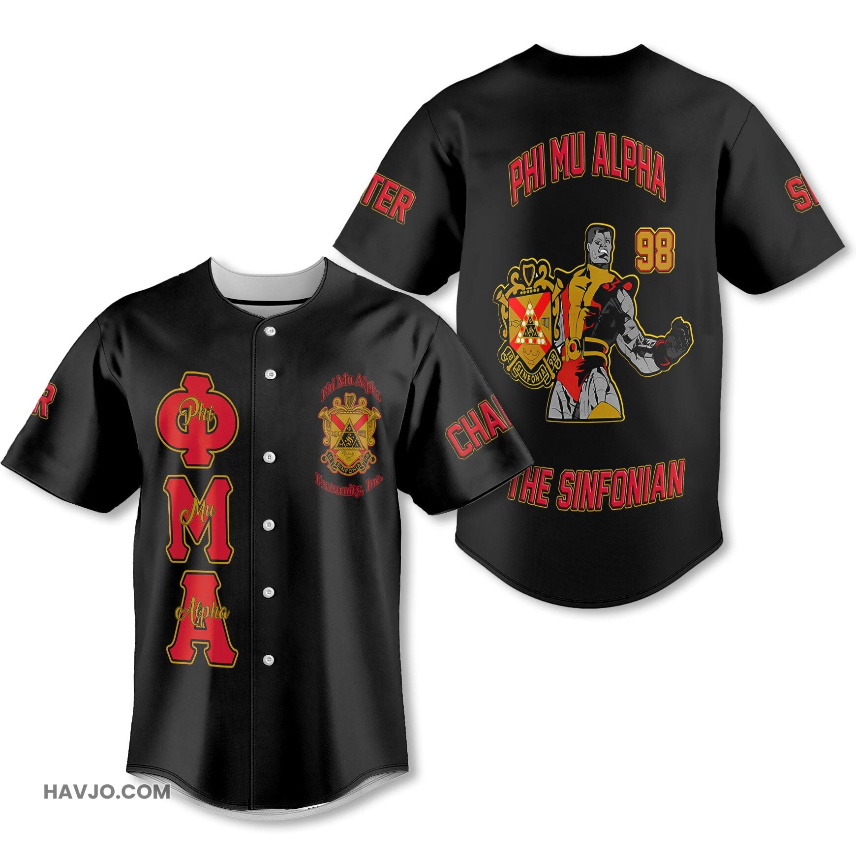 Personalized Phi Mu Alpha Black Red The Strongest Style Baseball Jersey