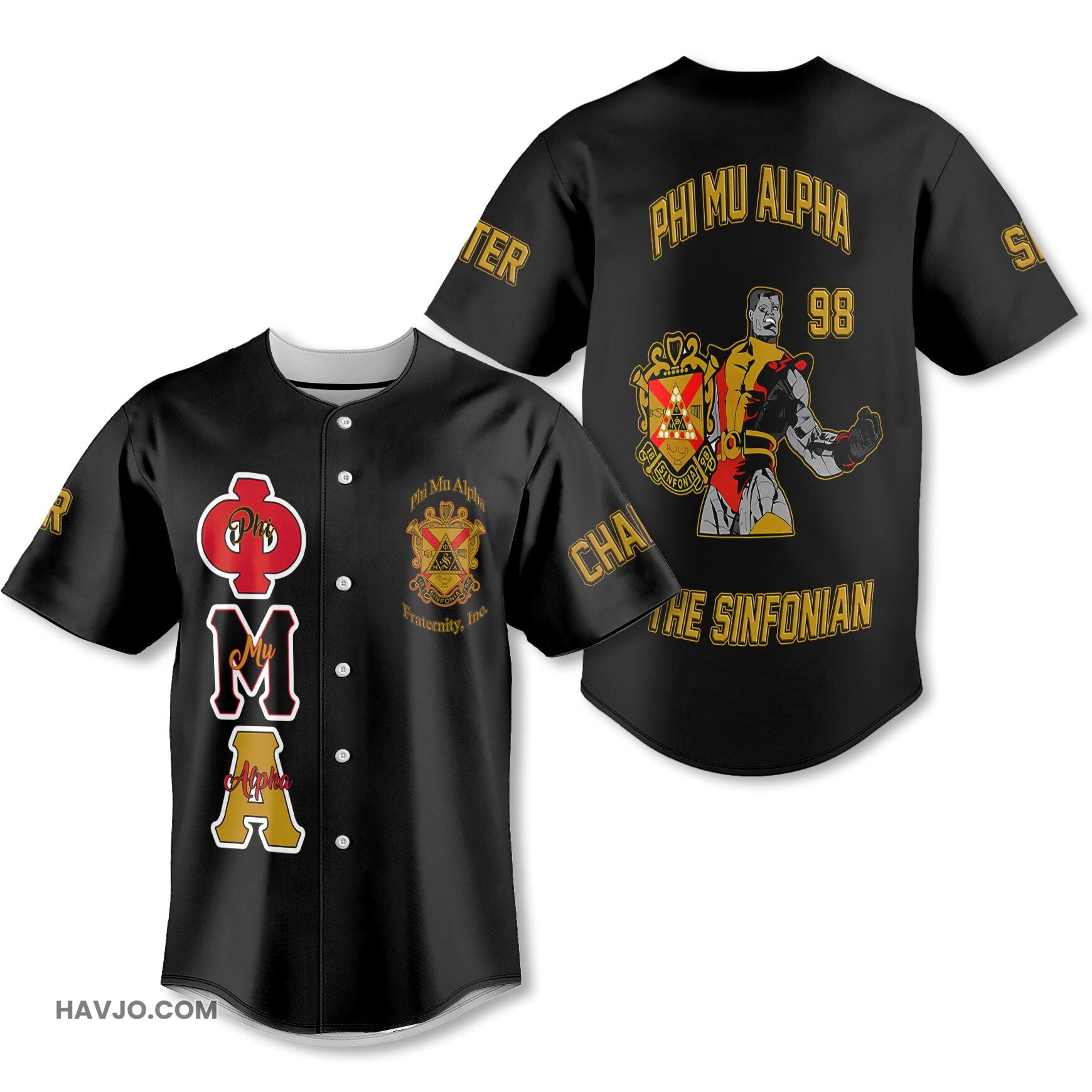 Personalized Phi Mu Alpha Black Yellow Muticolor The Strongest Style Baseball Jersey