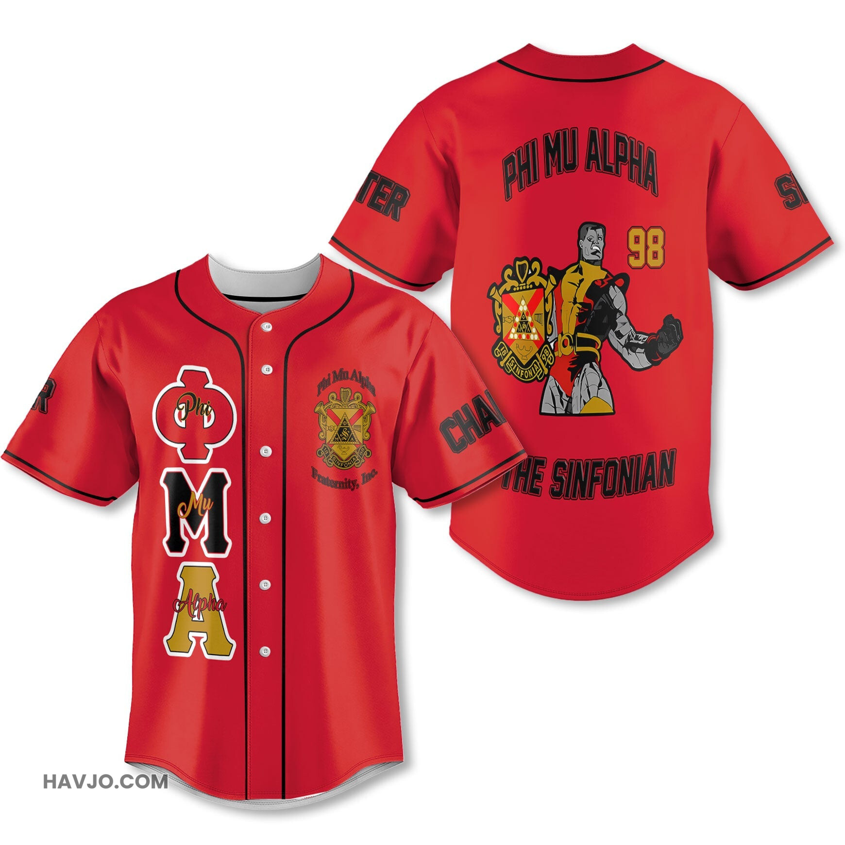 Personalized Phi Mu Alpha Red Black Muticolor The Strongest Style Baseball Jersey