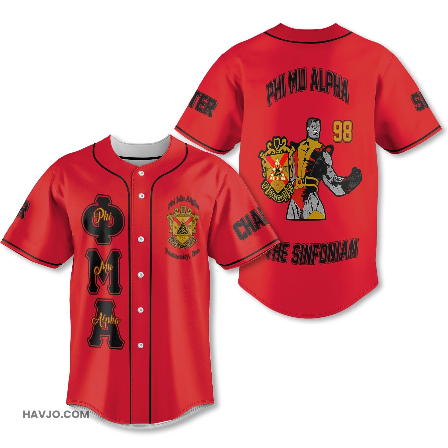 Personalized Phi Mu Alpha Red Black The Strongest Style Baseball Jersey