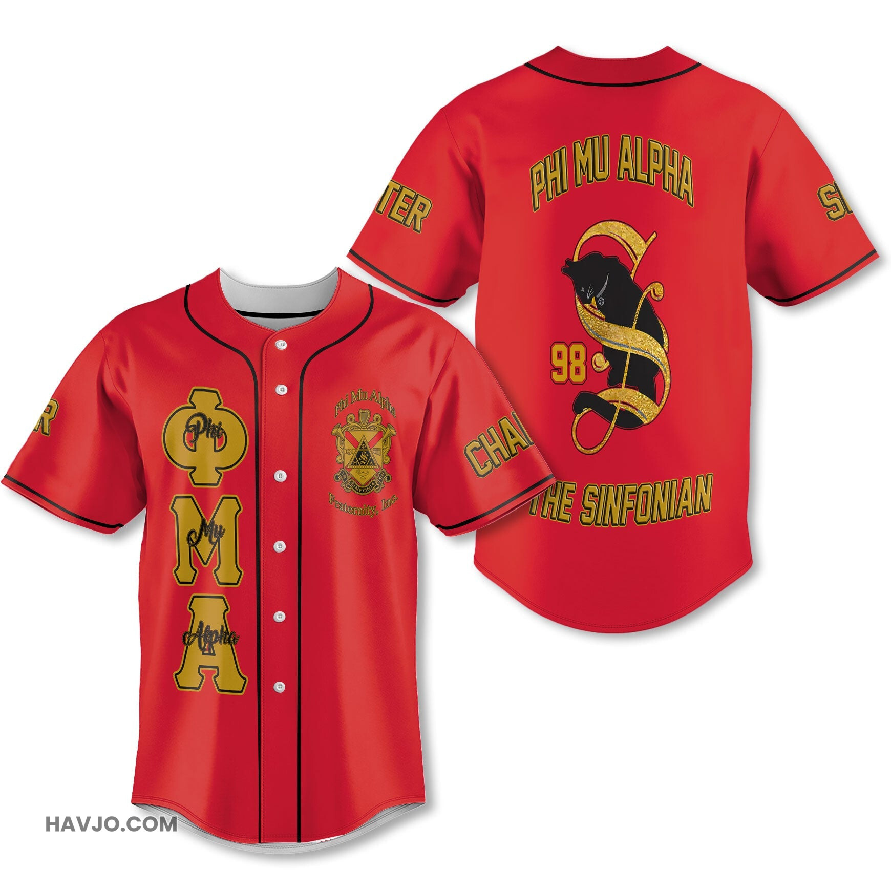 Personalized Phi Mu Alpha Red Yellow The Cat Note Style Baseball Jersey
