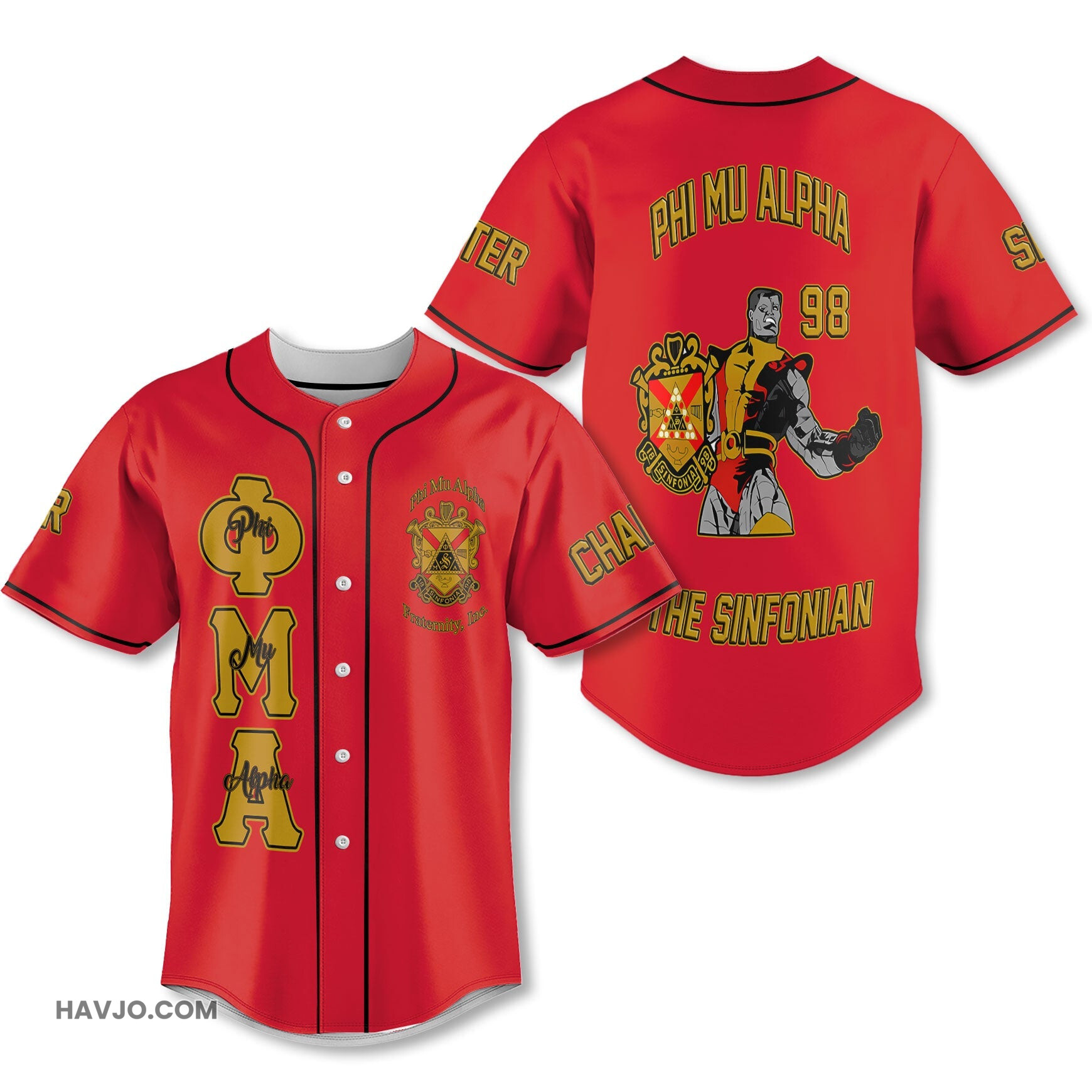 Personalized Phi Mu Alpha Red Yellow The Strongest Style Baseball Jersey