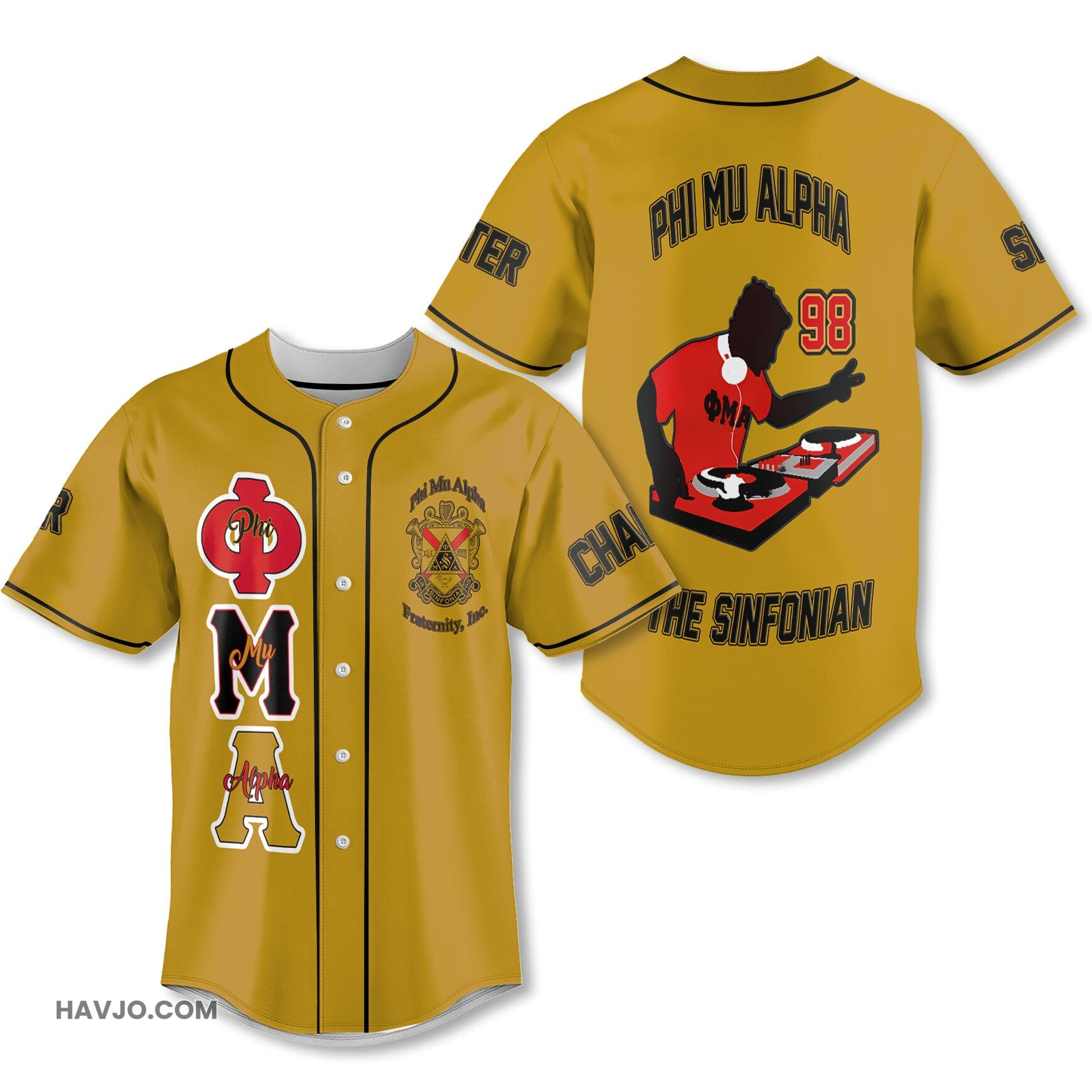Personalized Phi Mu Alpha Yellow Black Muticolor Dj Style Baseball Jersey