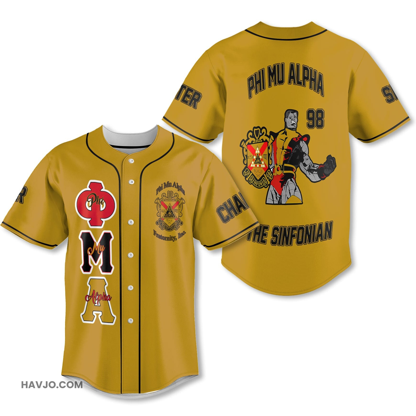 Personalized Phi Mu Alpha Yellow Black Muticolor The Strongest Style Baseball Jersey