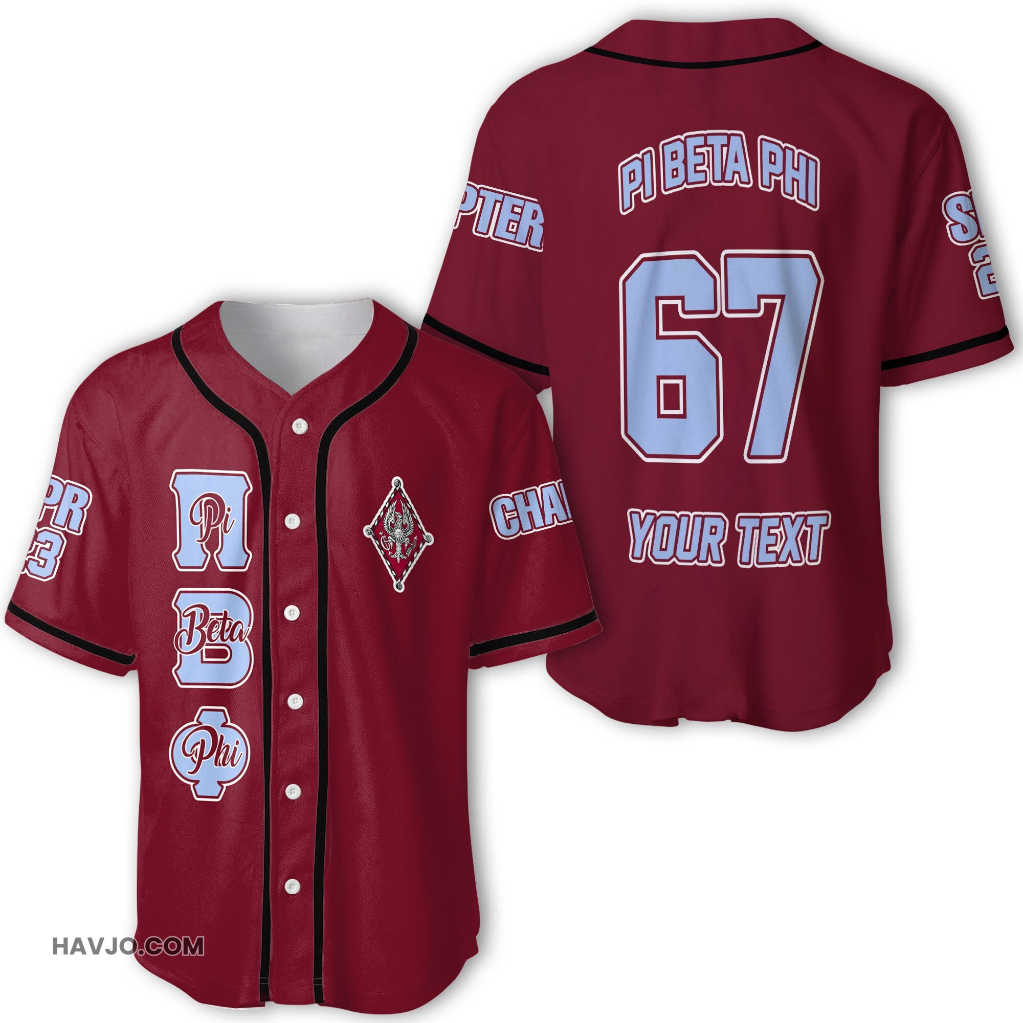 Personalized Pi Beta Phi Original Style Baseball Jersey