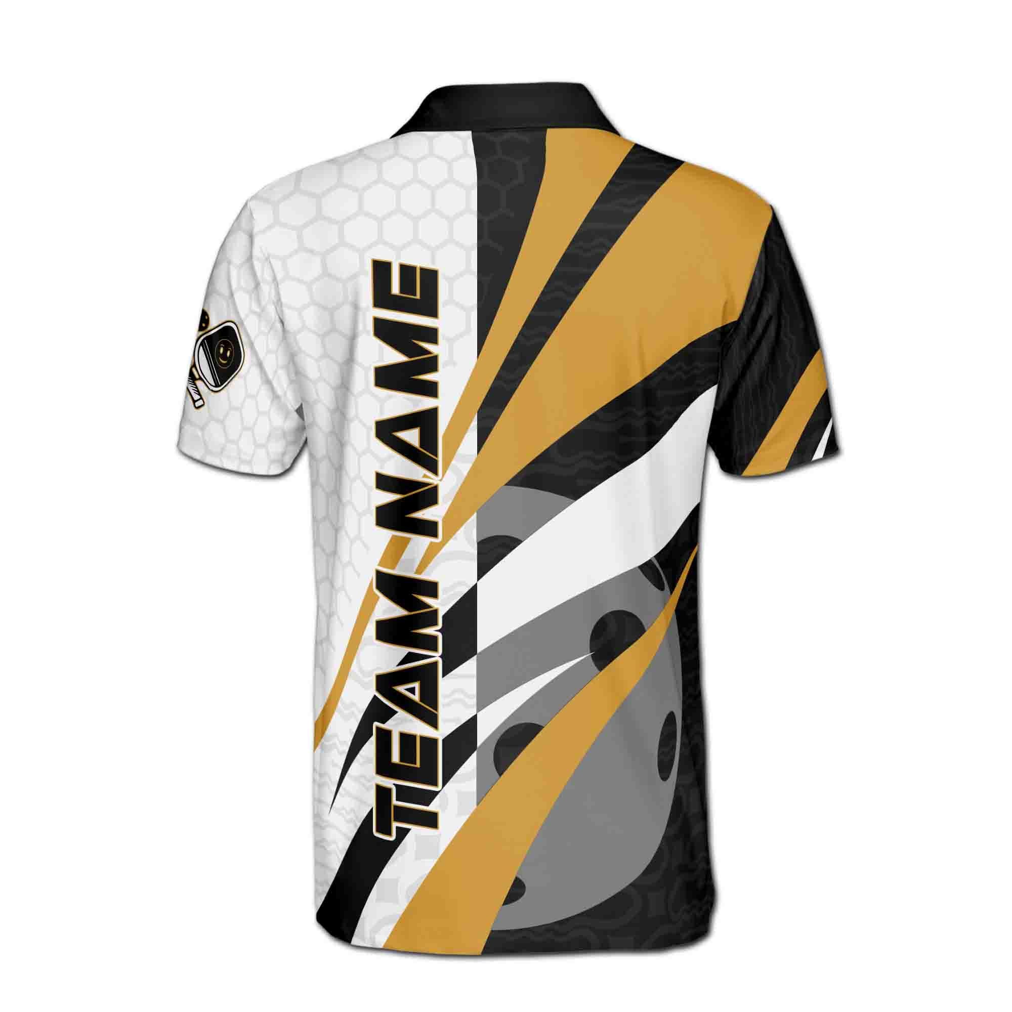 Personalized Pickleball Team Men's Polo Shirt, Hexagon Pattern, Personalized Name - Image 3