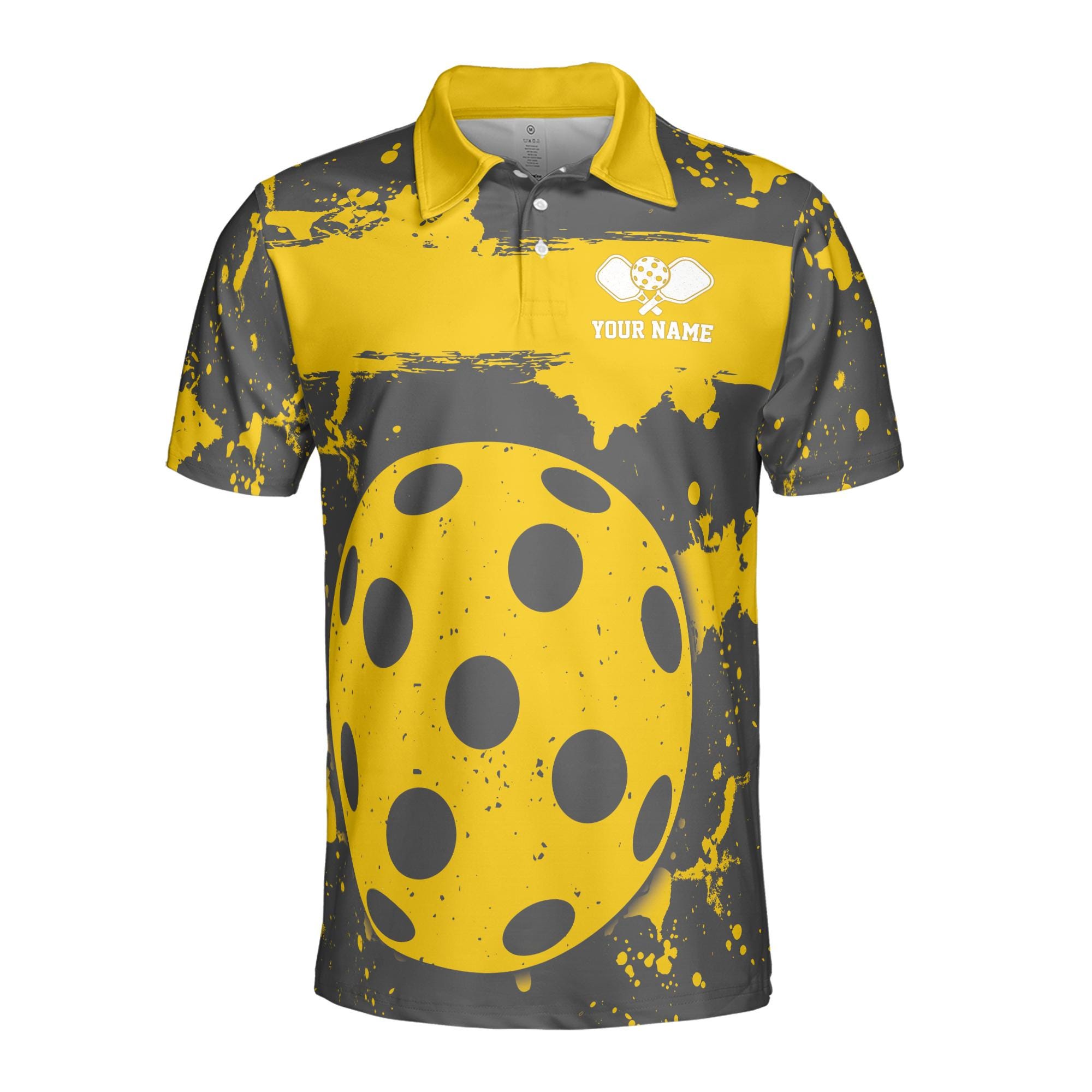 Alternative view of Personalized Pickleball Team Player Color Spatter Pattern Men's Polo Shirt